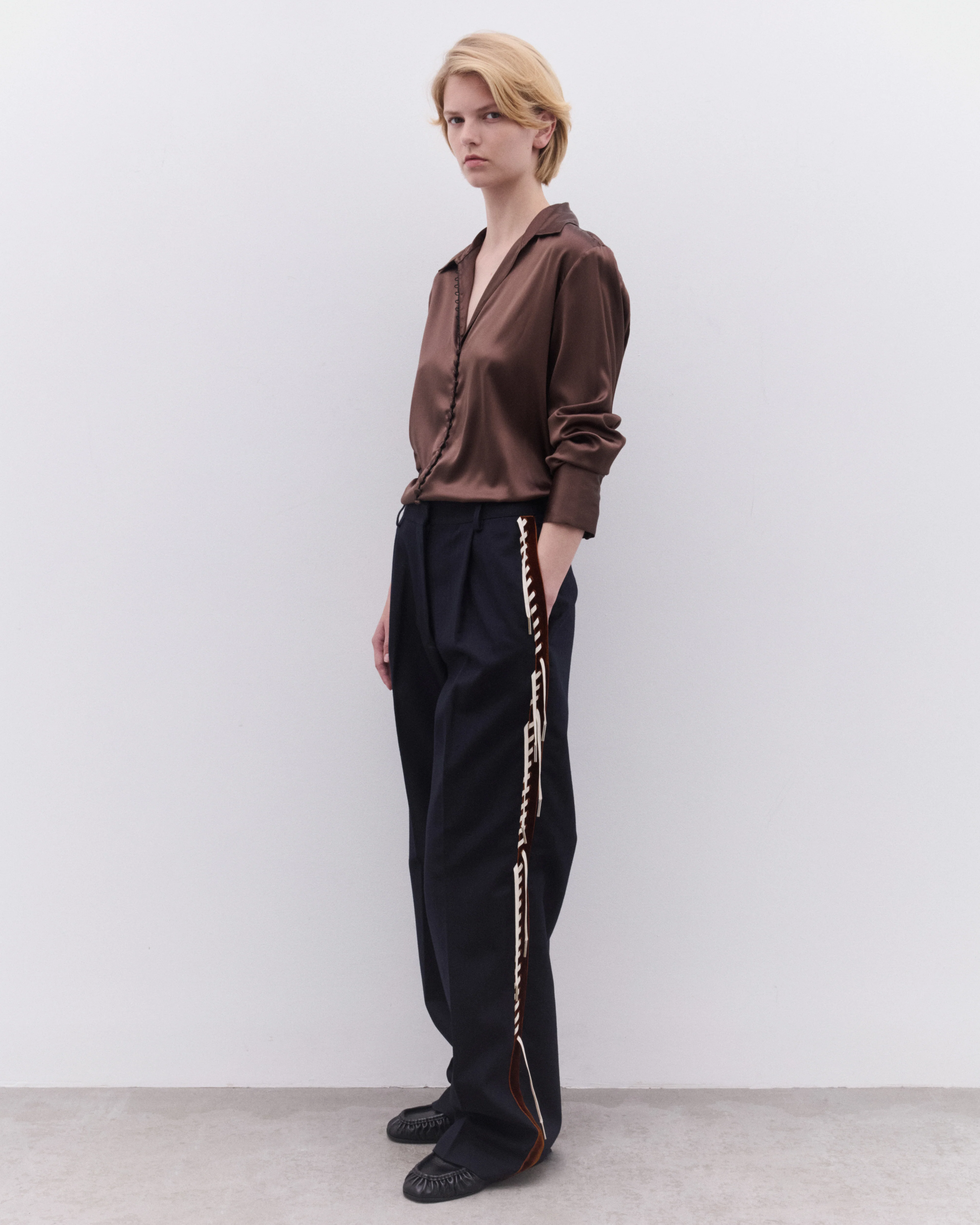Dries Van Noten - Women’s Pleated Trousers - (Navy) - Image 6