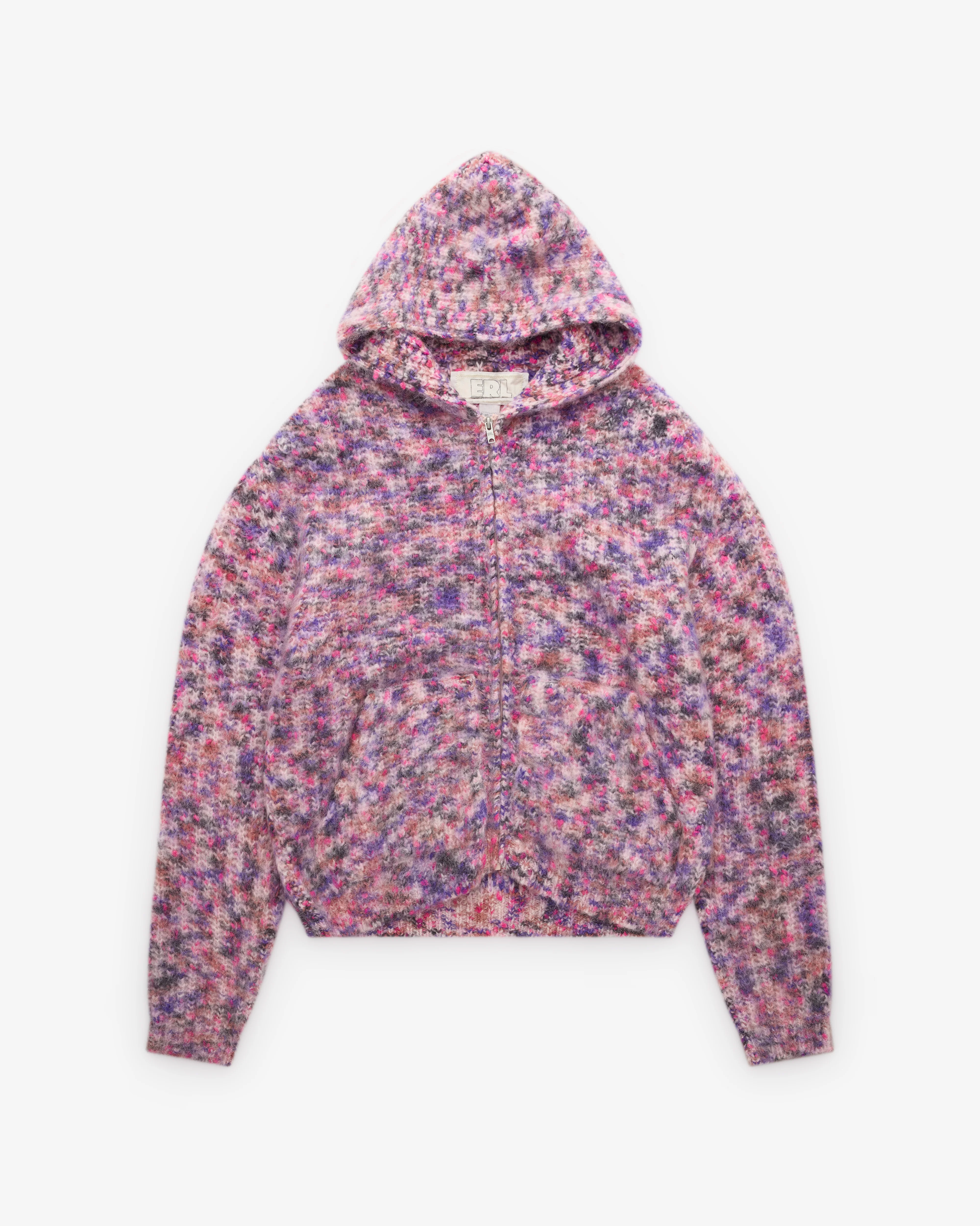 Erl - Zipped Mohair Hooded Cardigan - (Pink)