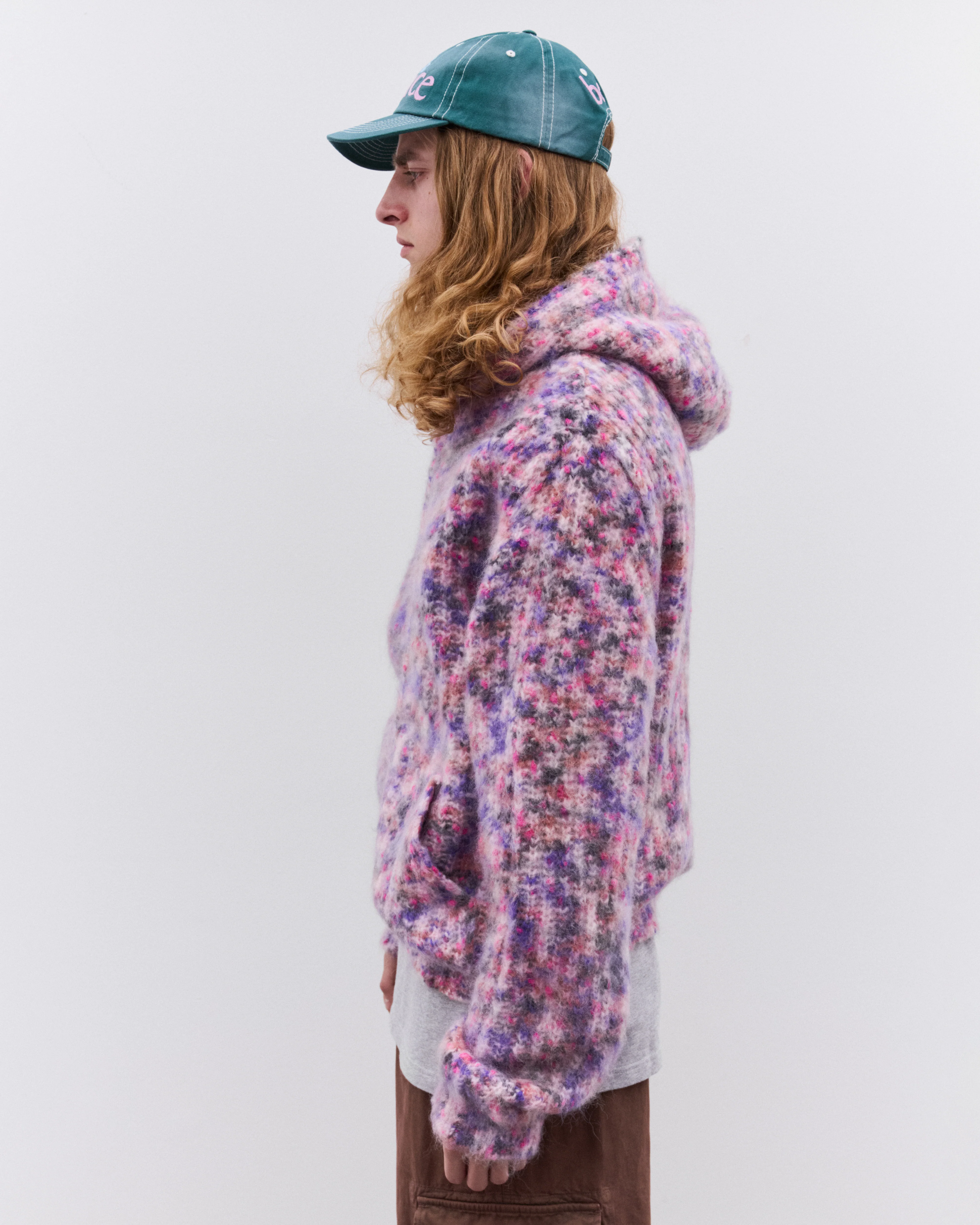 Erl - Zipped Mohair Hooded Cardigan - (Pink) - Image 4