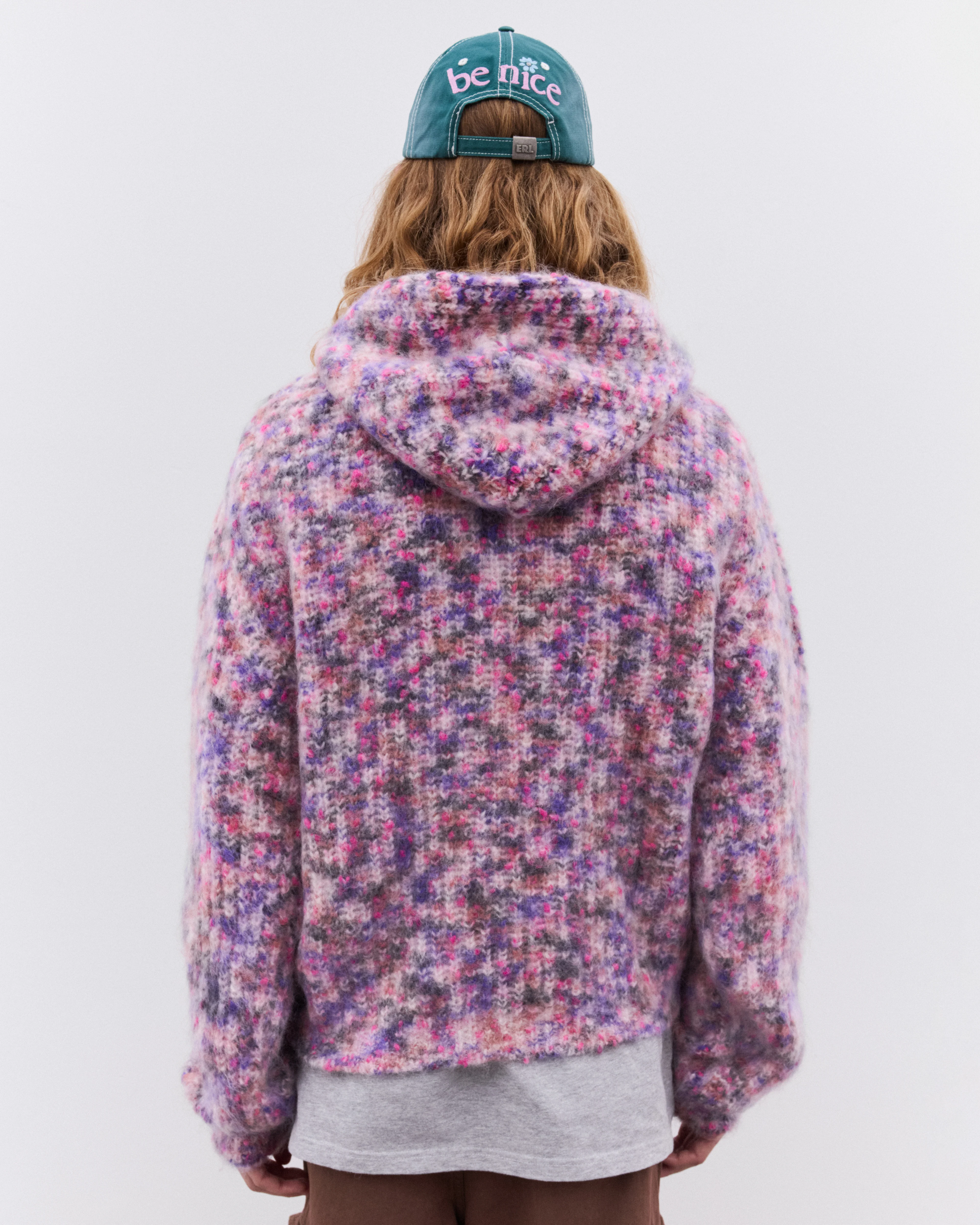 Erl - Zipped Mohair Hooded Cardigan - (Pink) - Image 5