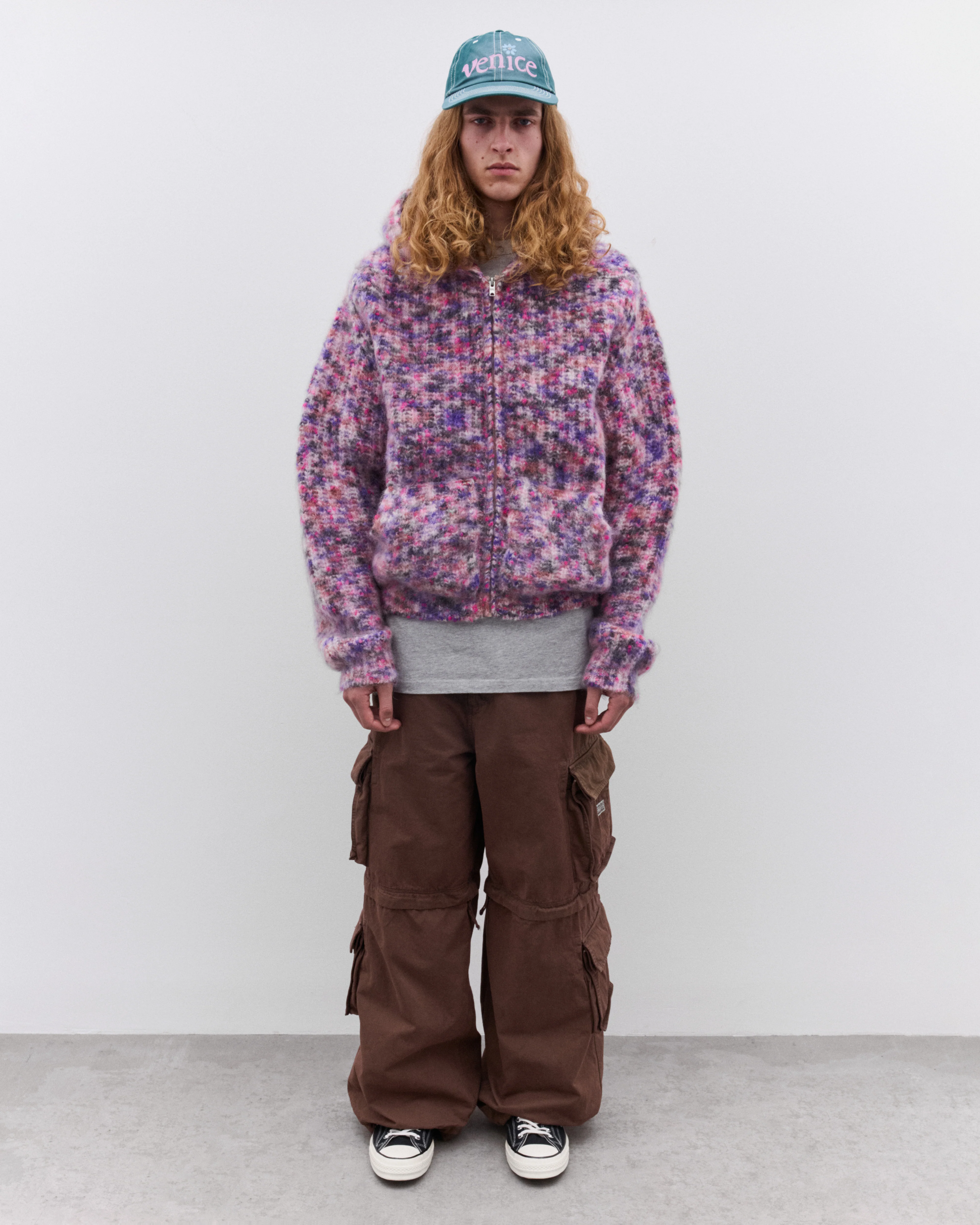 Erl - Zipped Mohair Hooded Cardigan - (Pink) - Image 6
