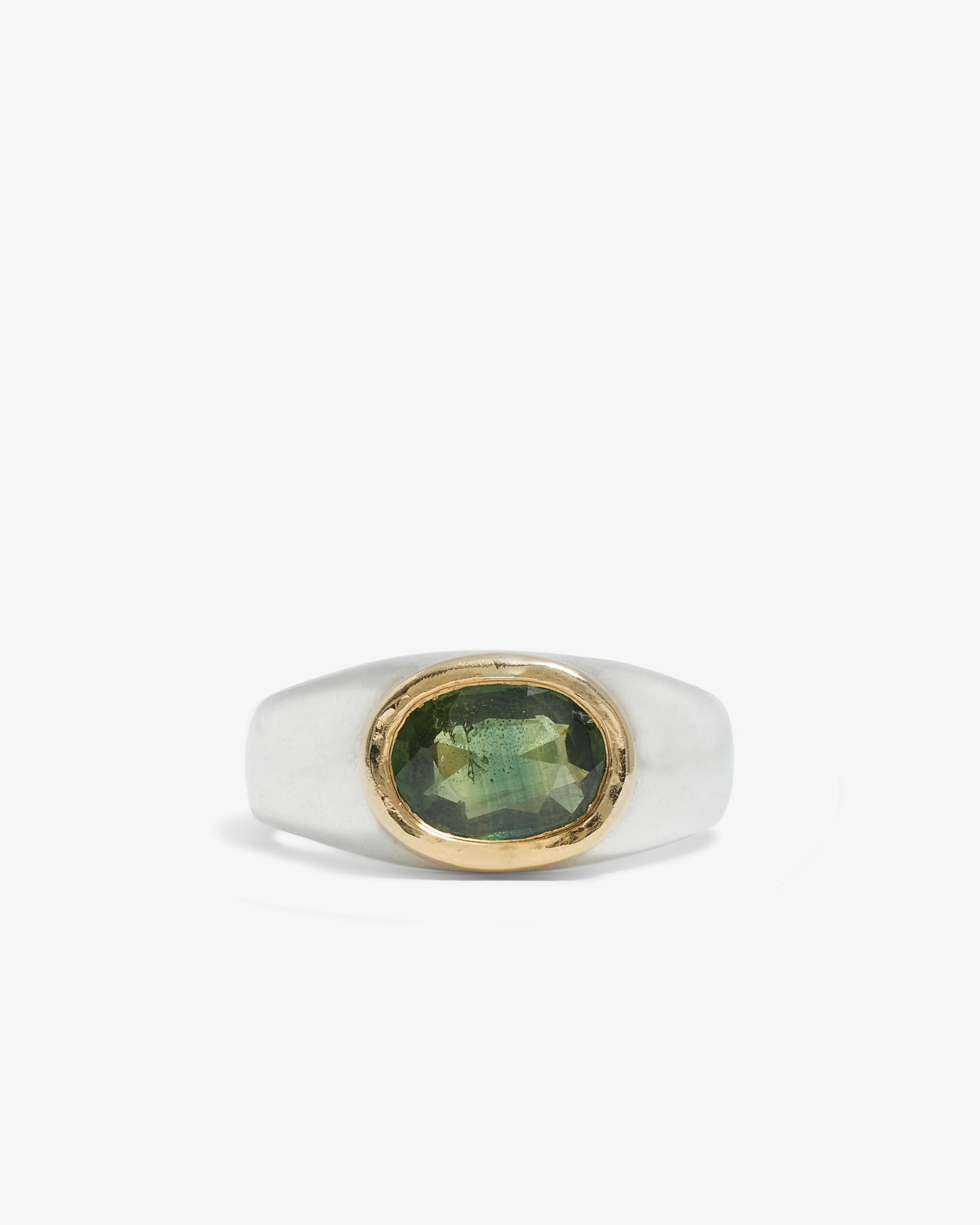 Frederick Grove - Green And Blue Sapphire Cushion Ring - (Silver)