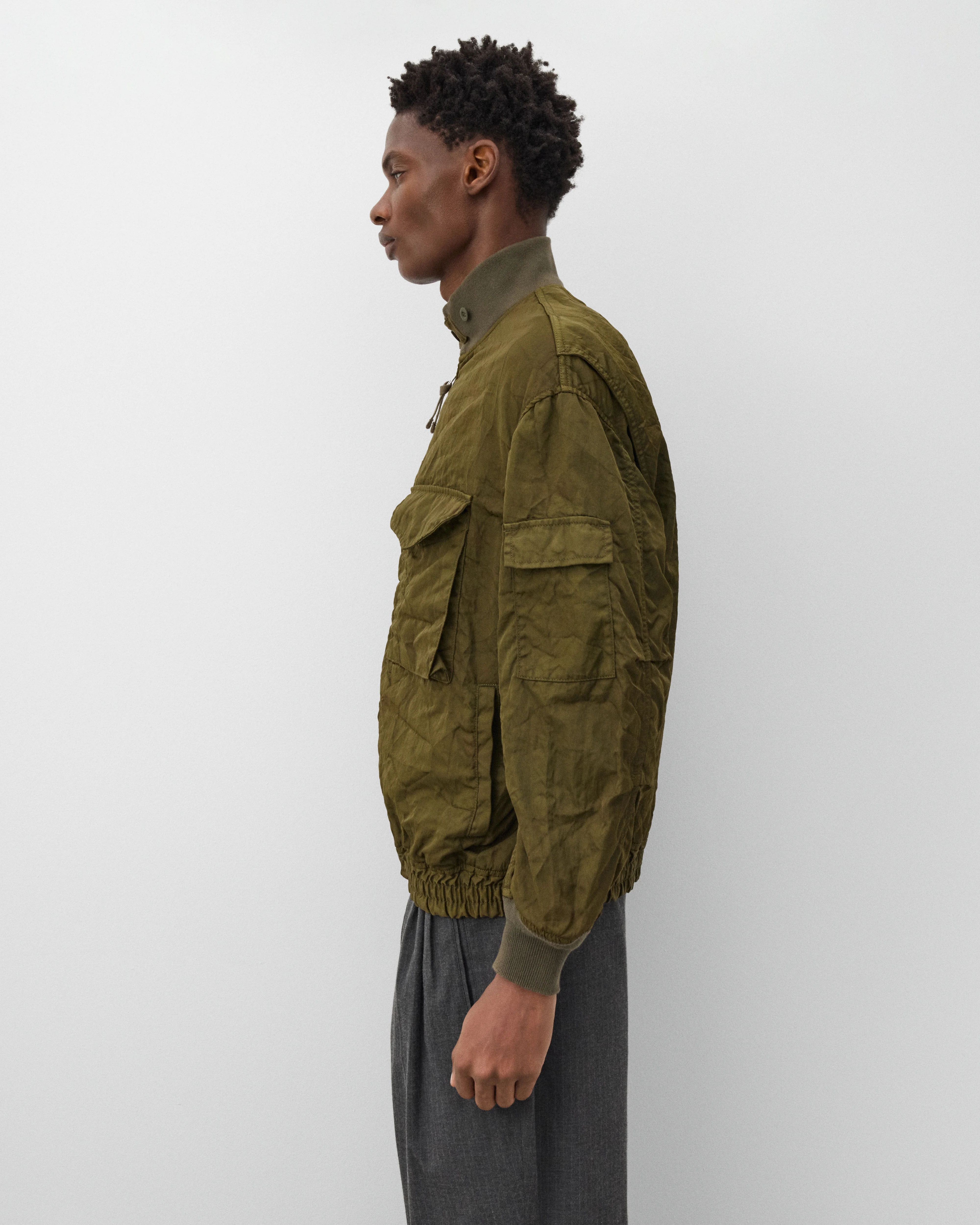 CDG Homme - Men's Crinkled Bomber Jacket - (Olive) - Image 4