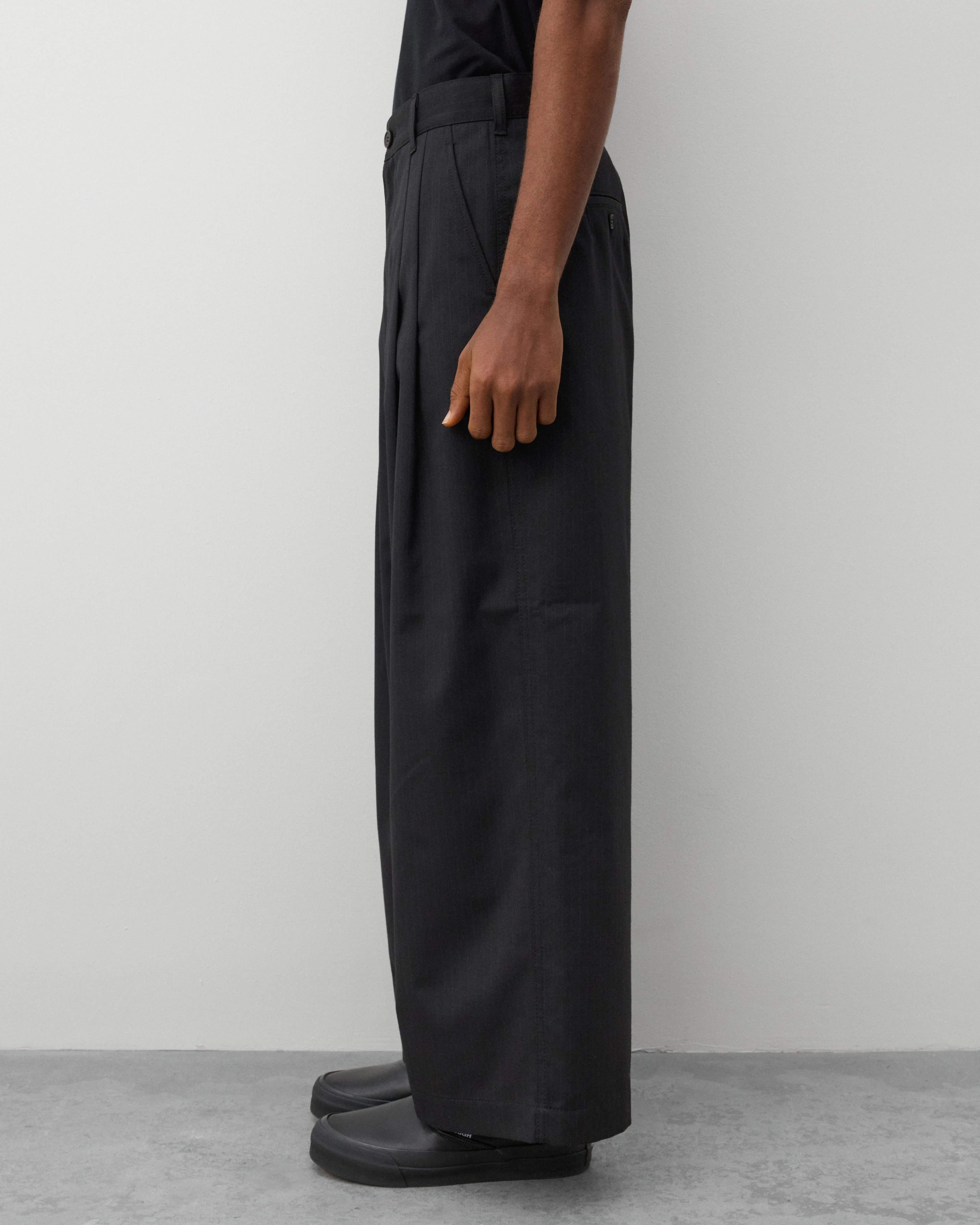 CDG Homme - Men's Pleated Pin Stripe Pants - (Black) - Image 4