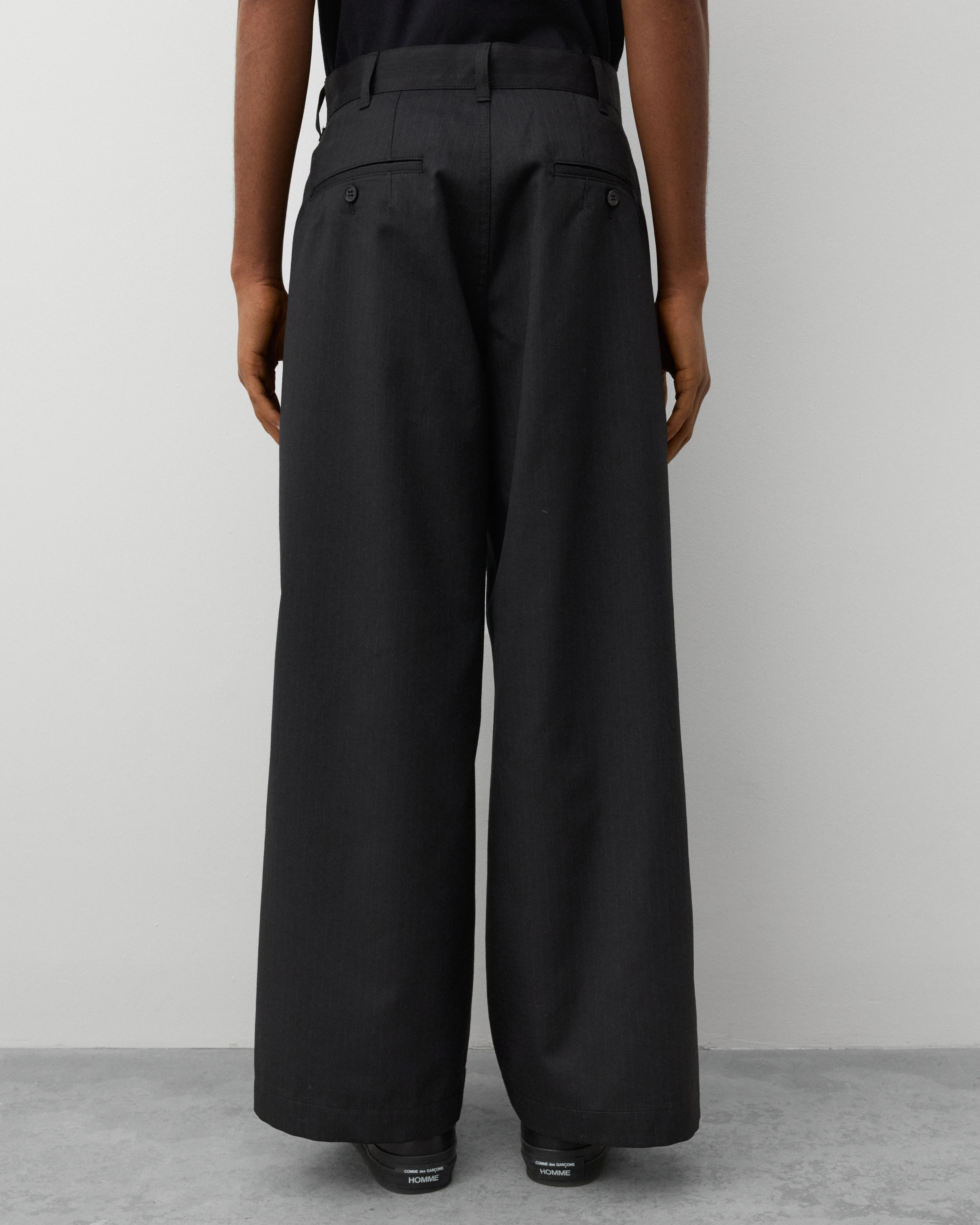 CDG Homme - Men's Pleated Pin Stripe Pants - (Black) - Image 5