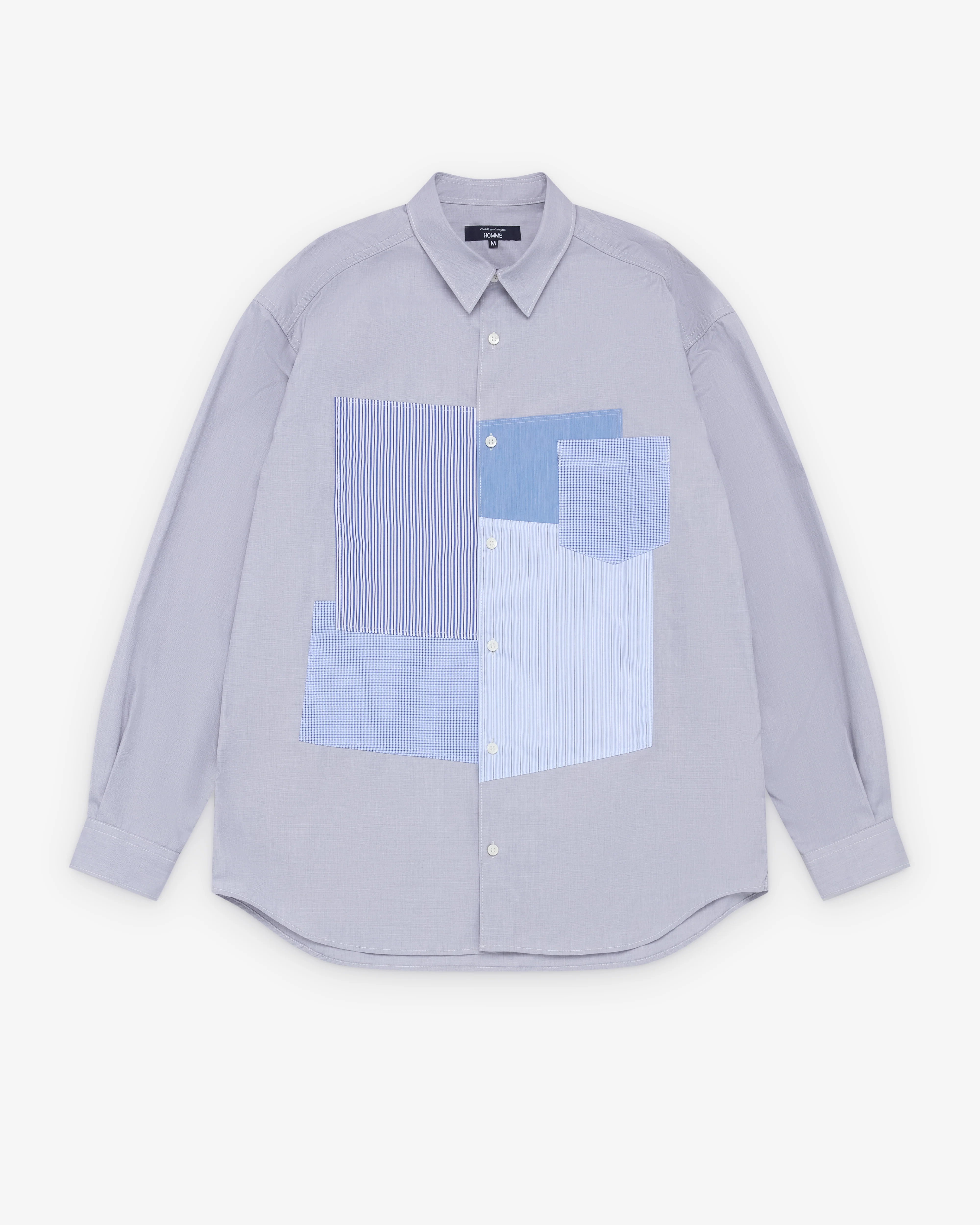 CDG Homme - Men's Patchwork Shirt - (Blue Stripe)