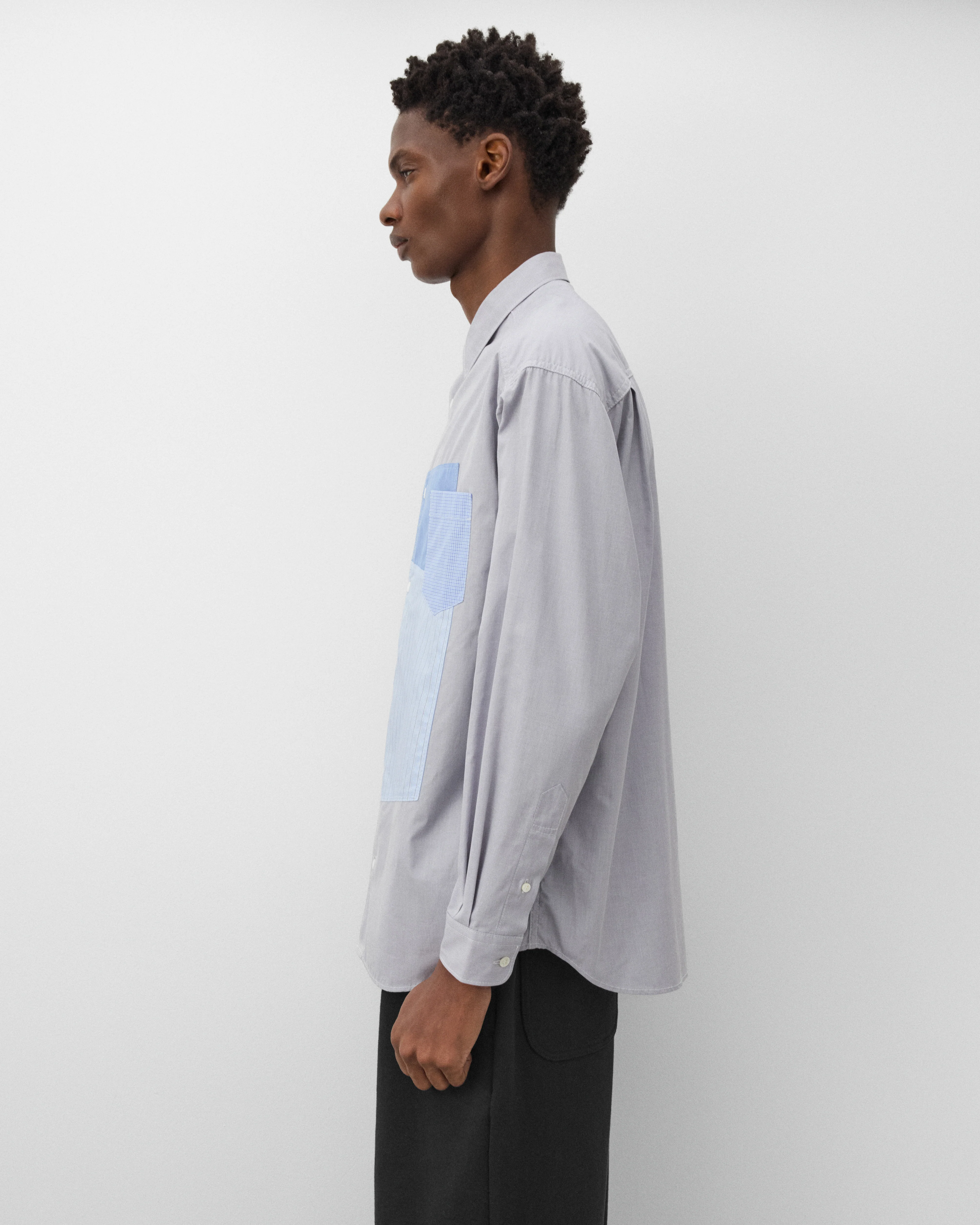 CDG Homme - Men's Patchwork Shirt - (Blue Stripe) - Image 4