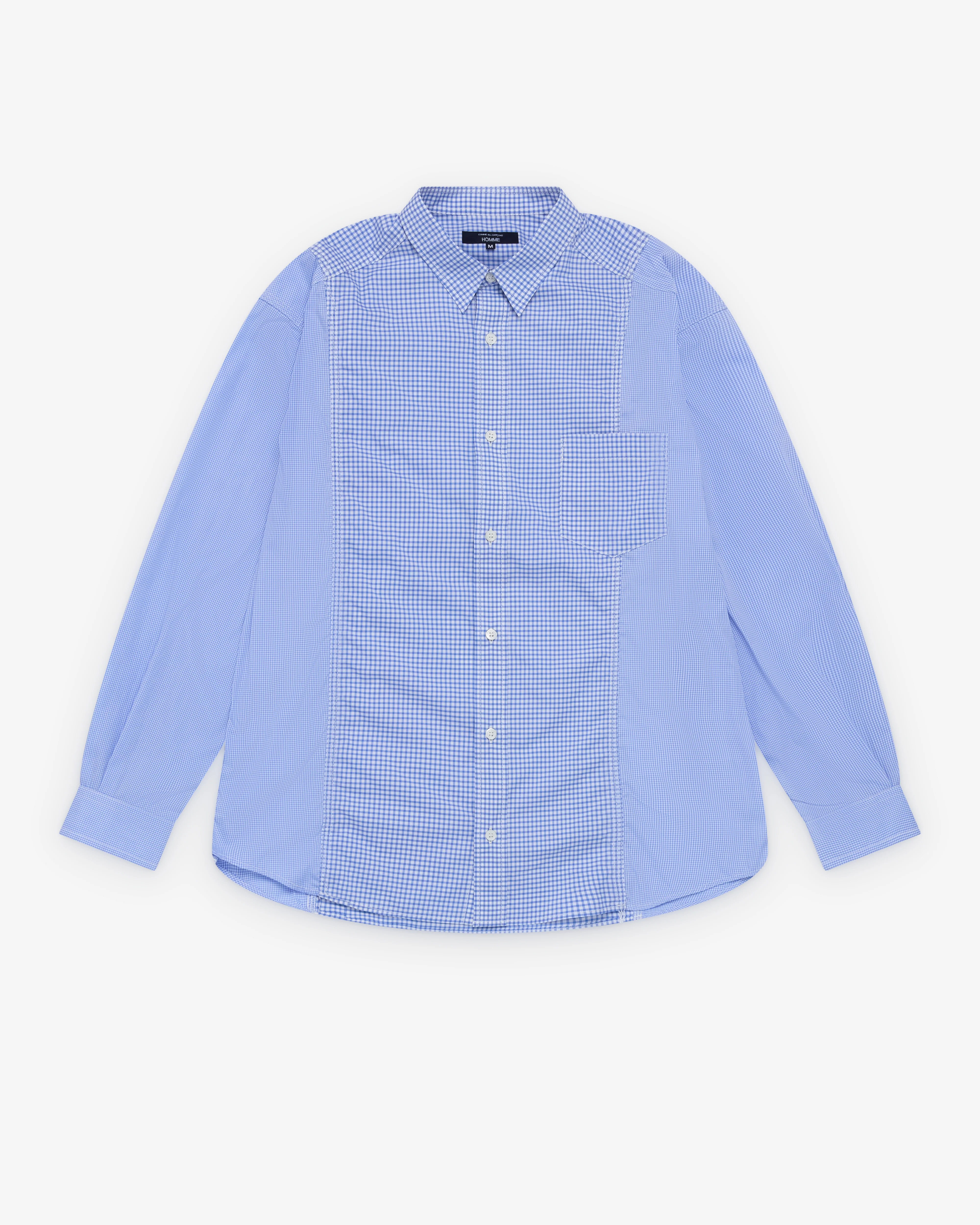 CDG Homme - Men's Gingham Panel Shirt - (Blue)