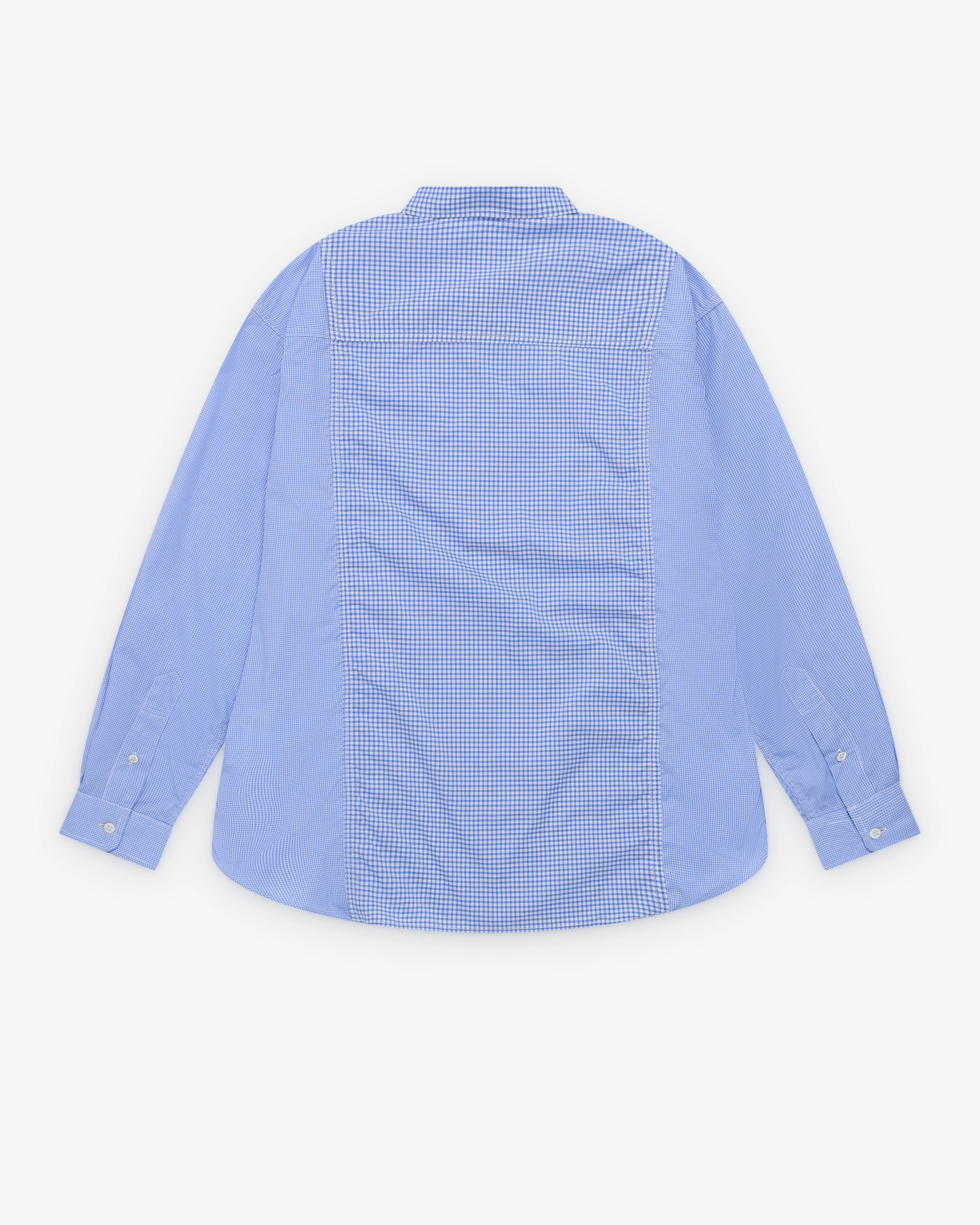 CDG Homme - Men's Gingham Panel Shirt - (Blue) - Image 2