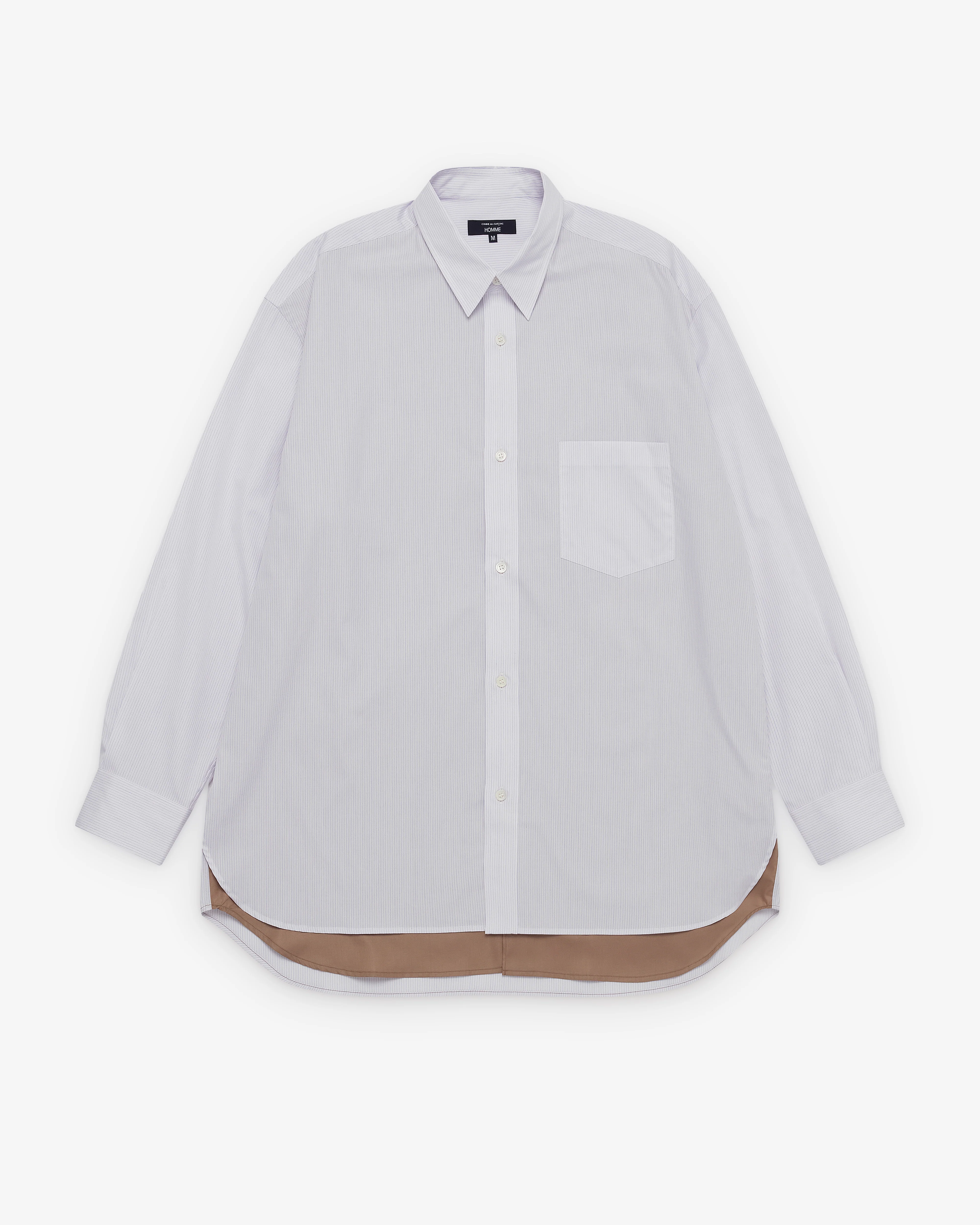 CDG Homme - Men's Double Collar Shirt - (White/Brown)