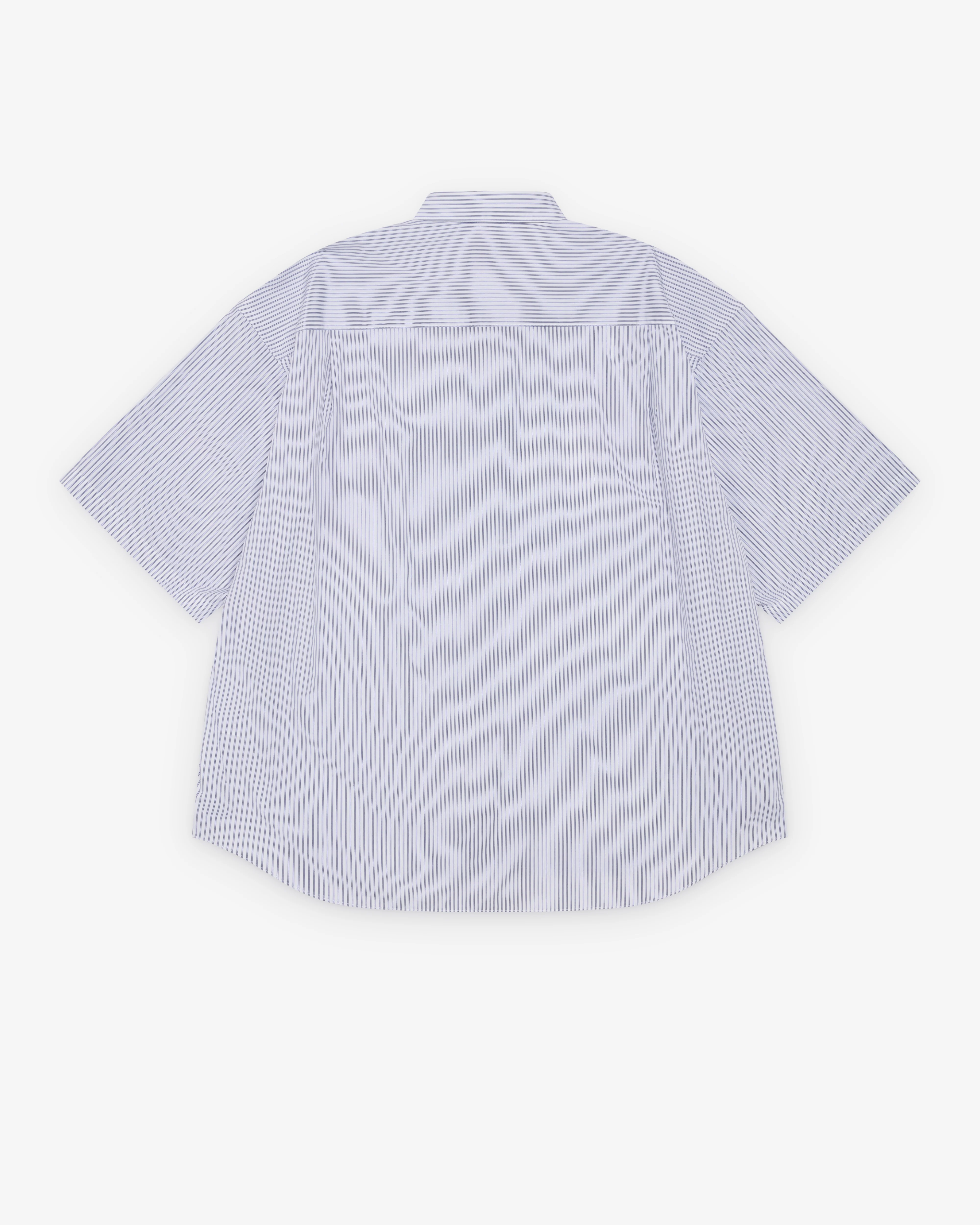 CDG Homme - Men's Striped Short Sleeve Shirt - (White/Blue) - Image 2