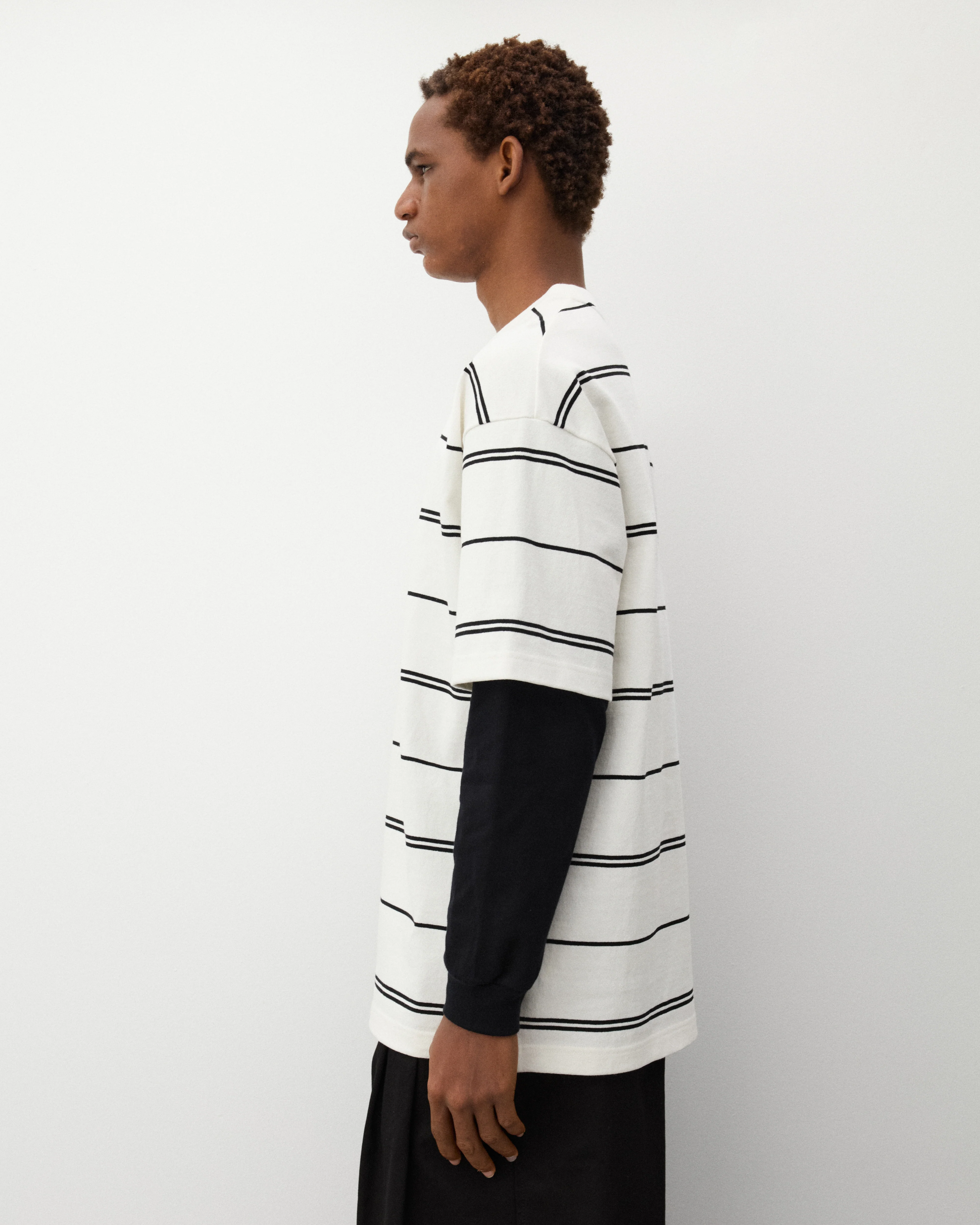 CDG Homme - Men's Layered Stripe T-Shirt - (White) - Image 4
