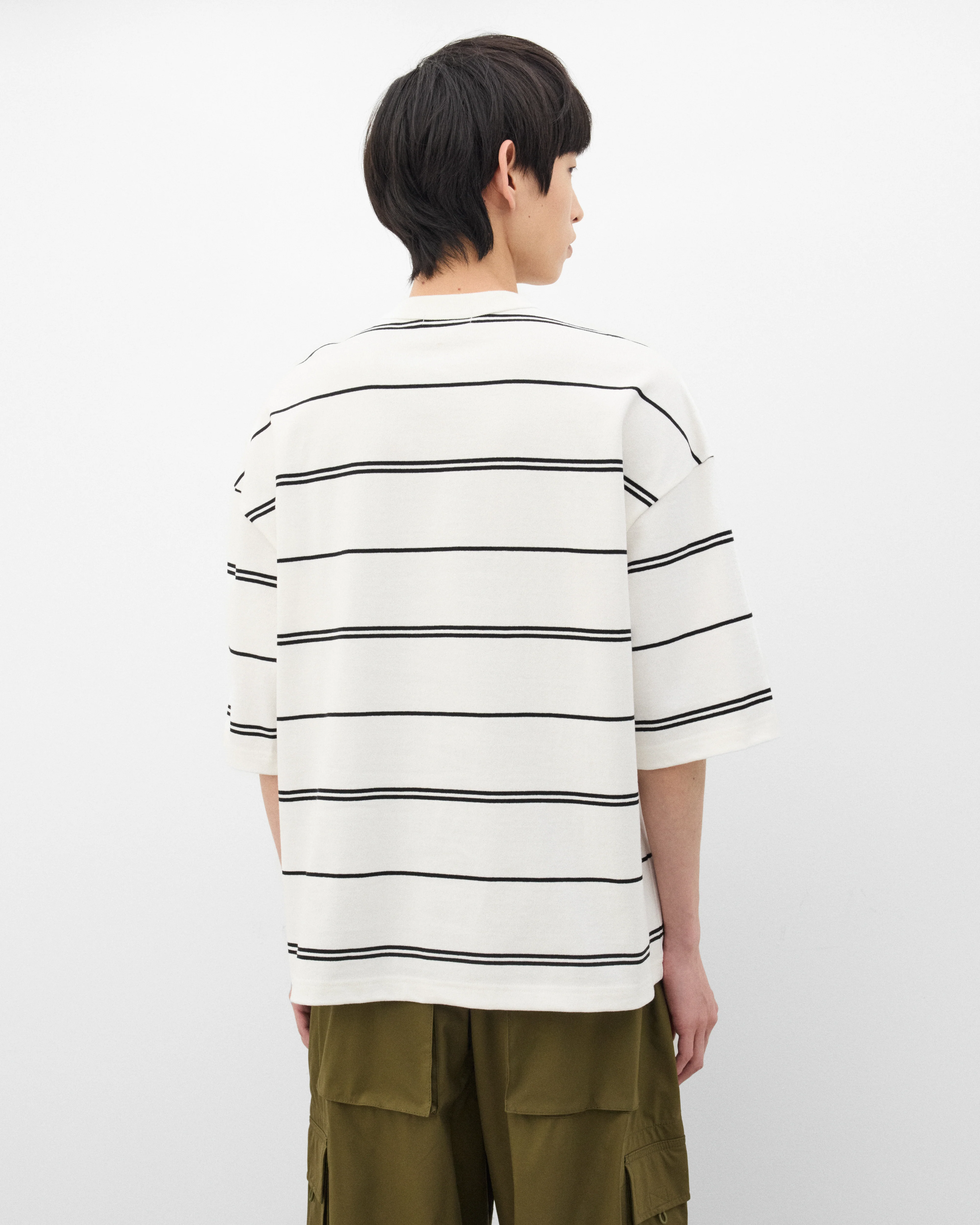 CDG Homme - Men's Striped T-Shirt - (Off White/Black) - Image 5