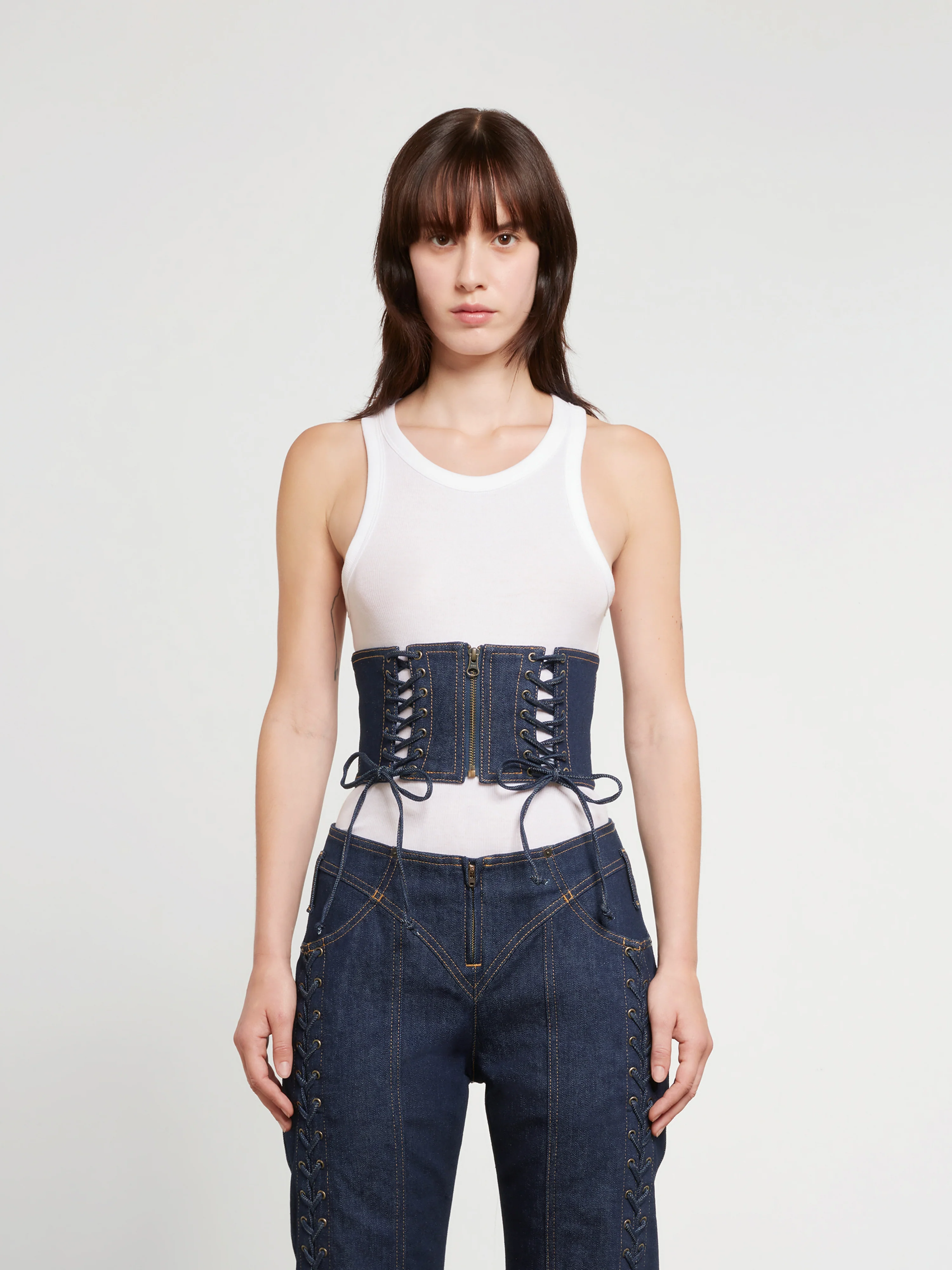 Jean Paul Gaultier - Women’s Laced Denim Waist Corset - (Indigo) - Image 2