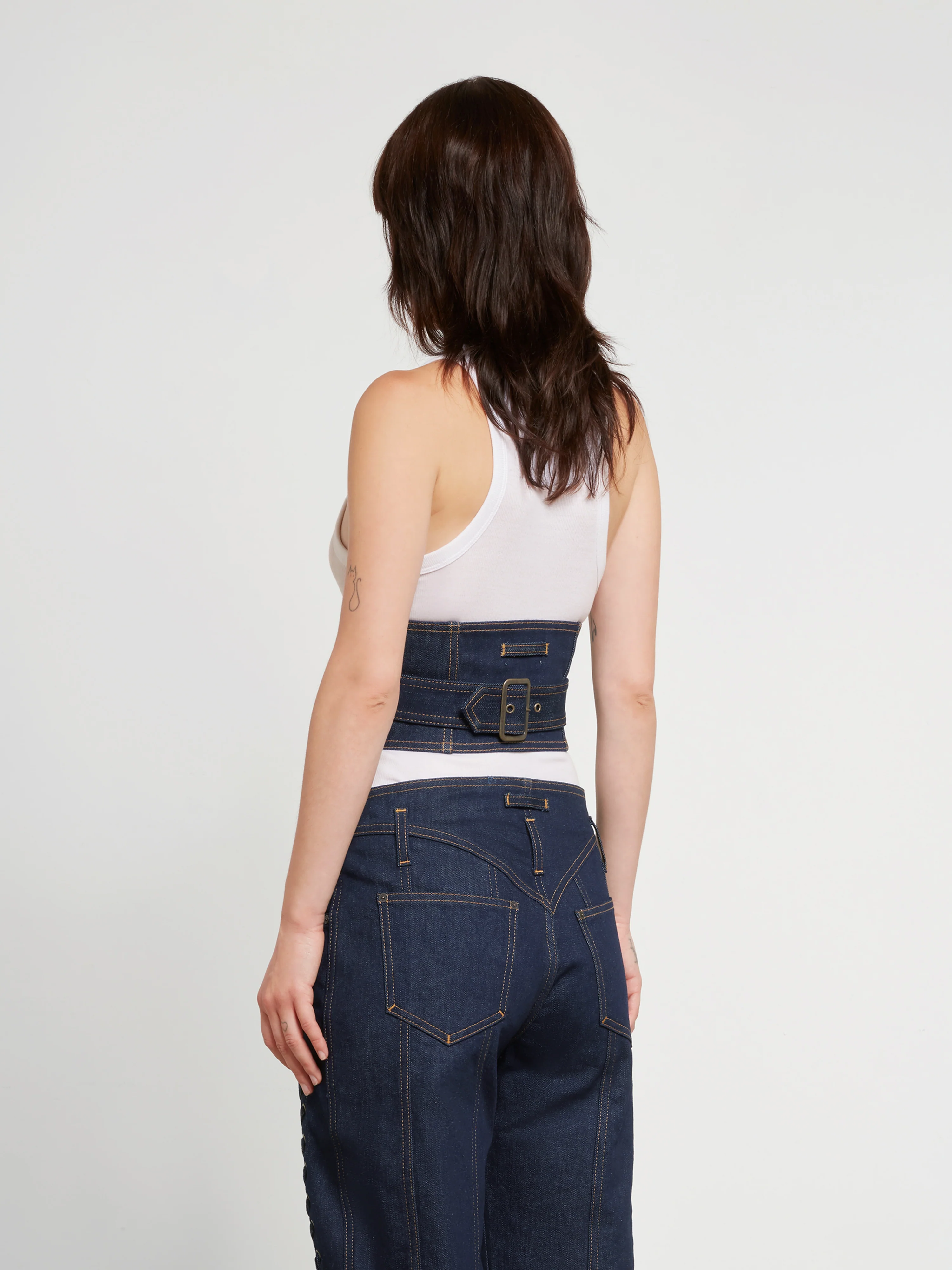 Jean Paul Gaultier - Women’s Laced Denim Waist Corset - (Indigo) - Image 4