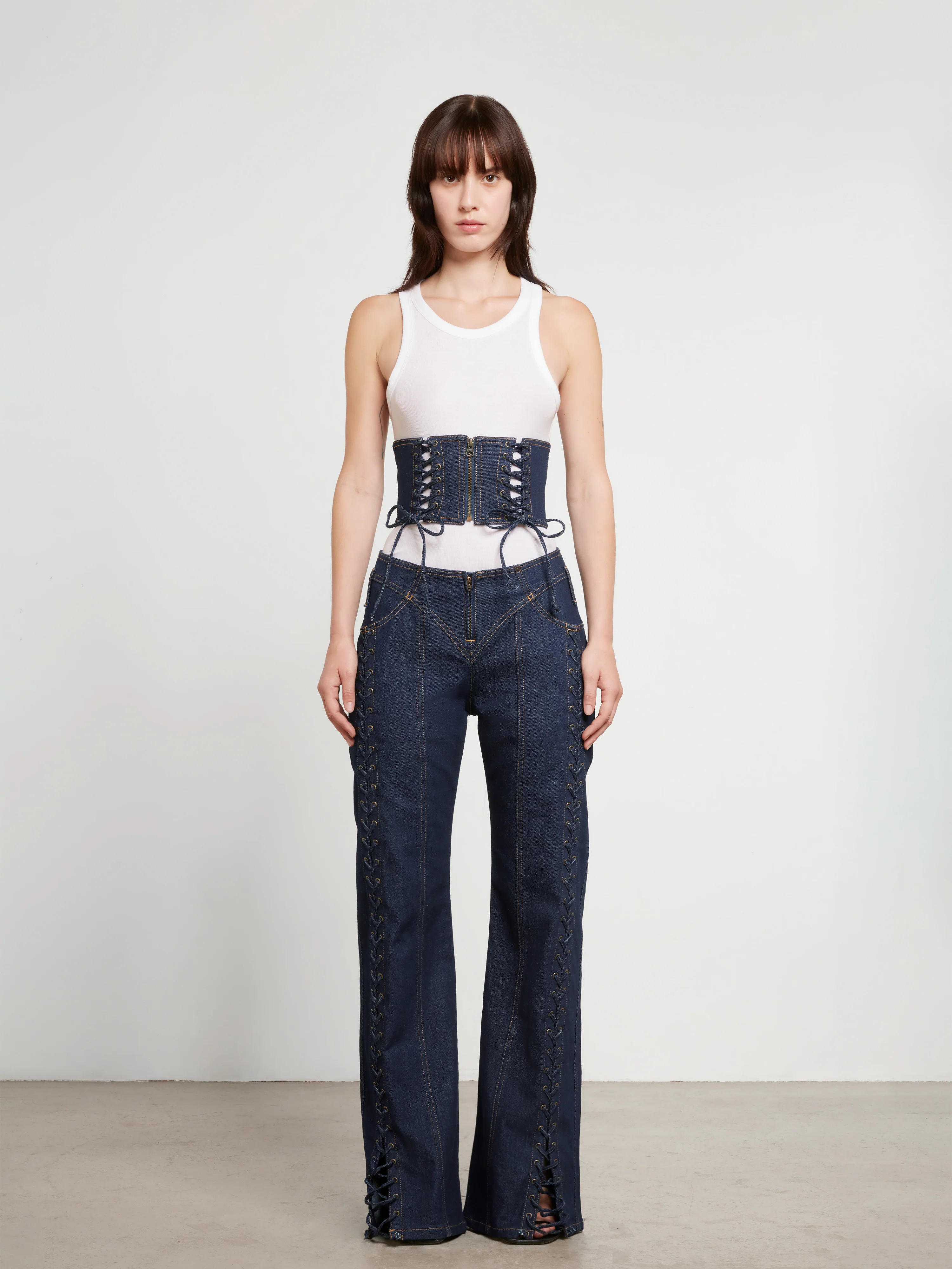 Jean Paul Gaultier - Women’s Laced Denim Waist Corset - (Indigo) - Image 5