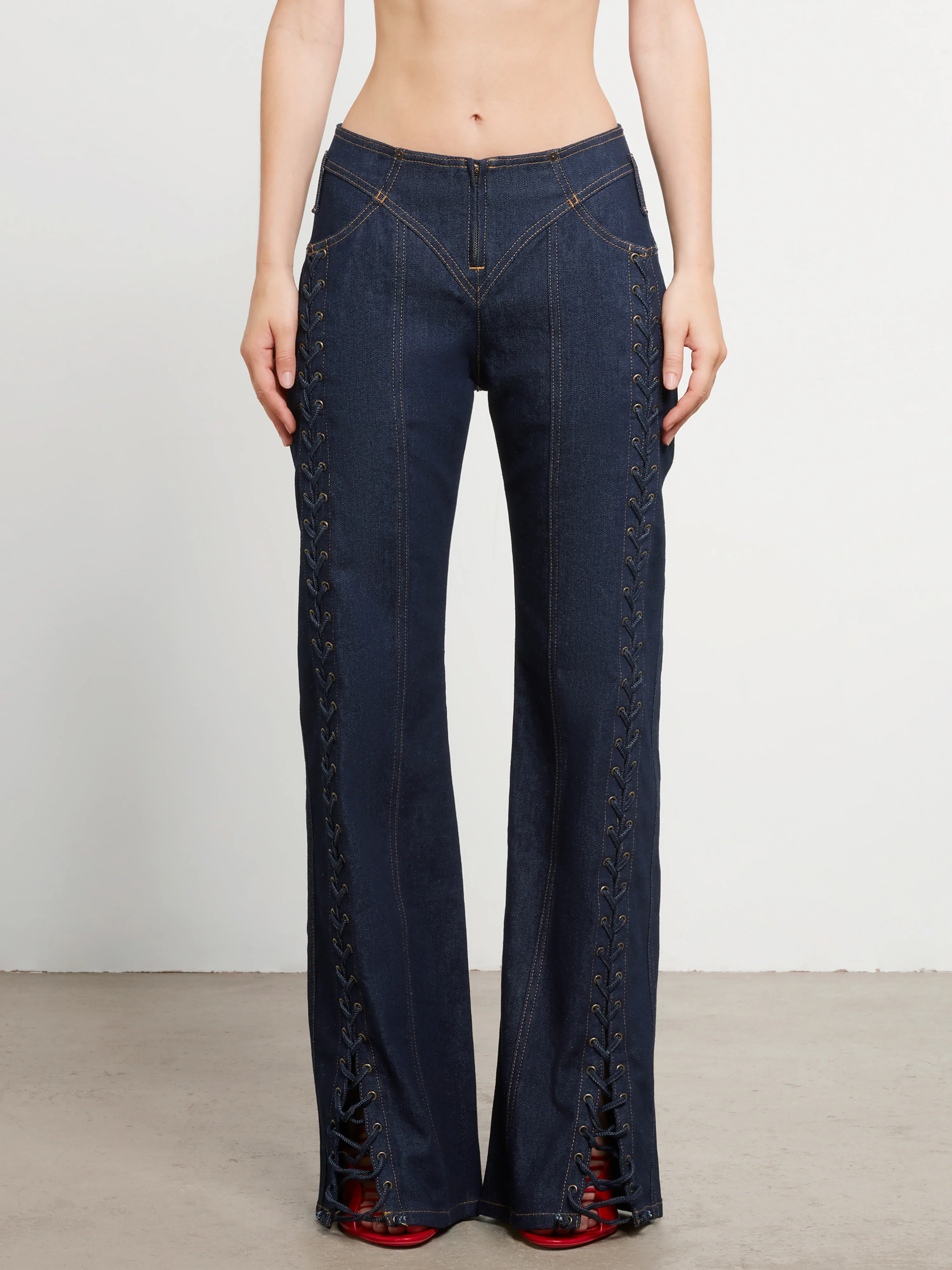 Jean Paul Gaultier - Women’s Low Waist Large Denim Trouser - (Indigo) - Image 2