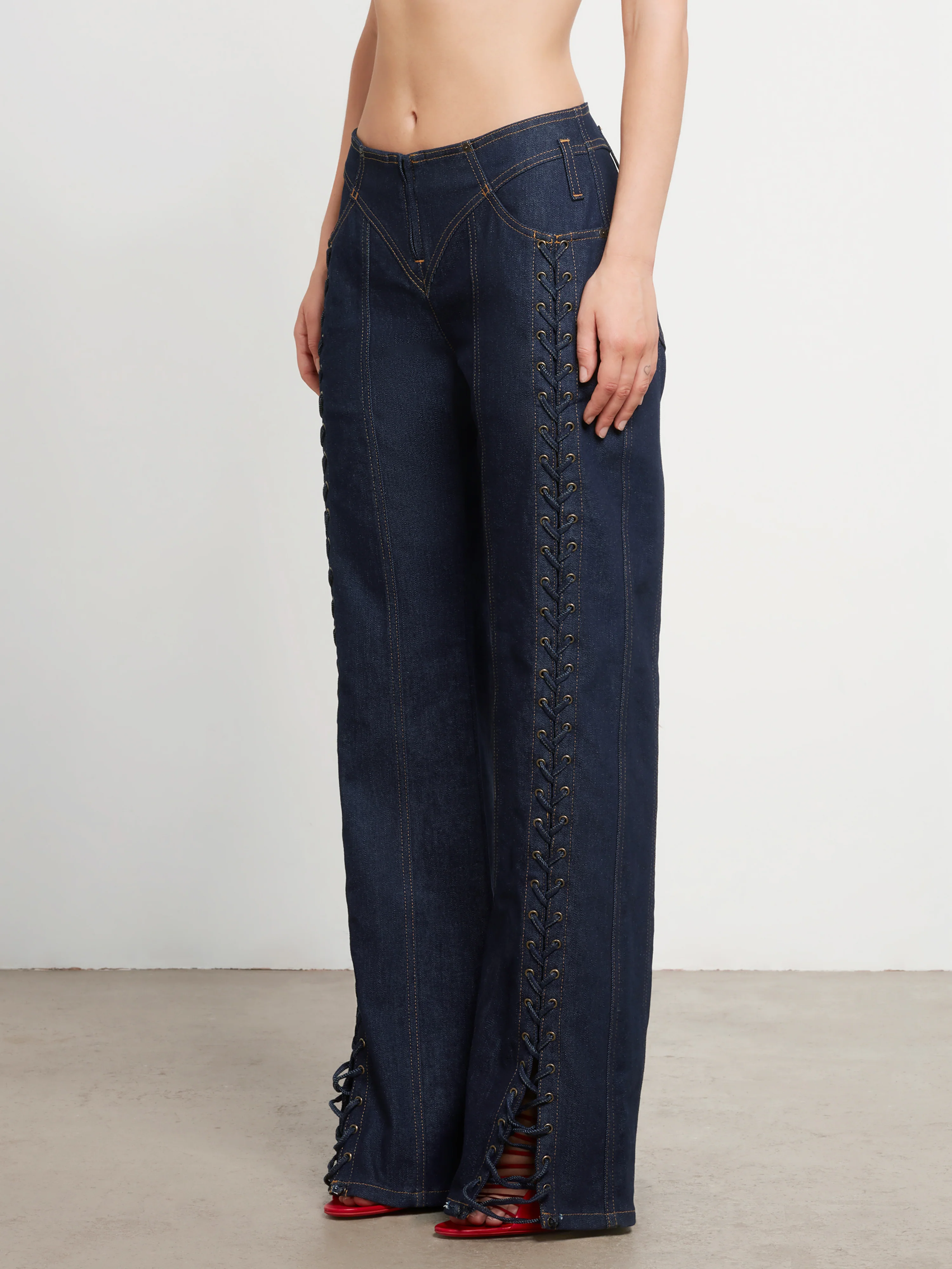 Jean Paul Gaultier - Women’s Low Waist Large Denim Trouser - (Indigo) - Image 3