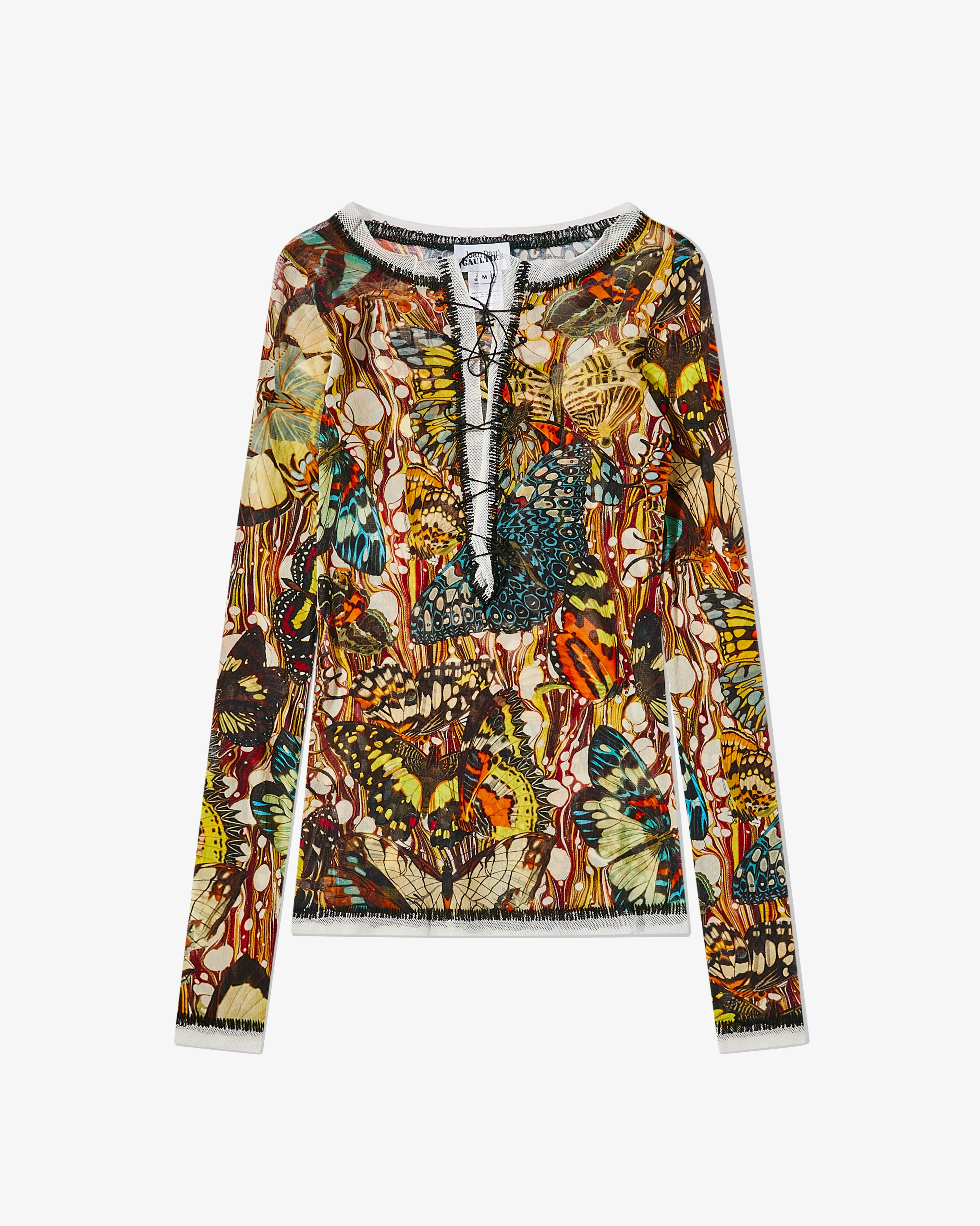 Jean Paul Gaultier - Women’s Butterfly Print Mesh Top - (Yellow)