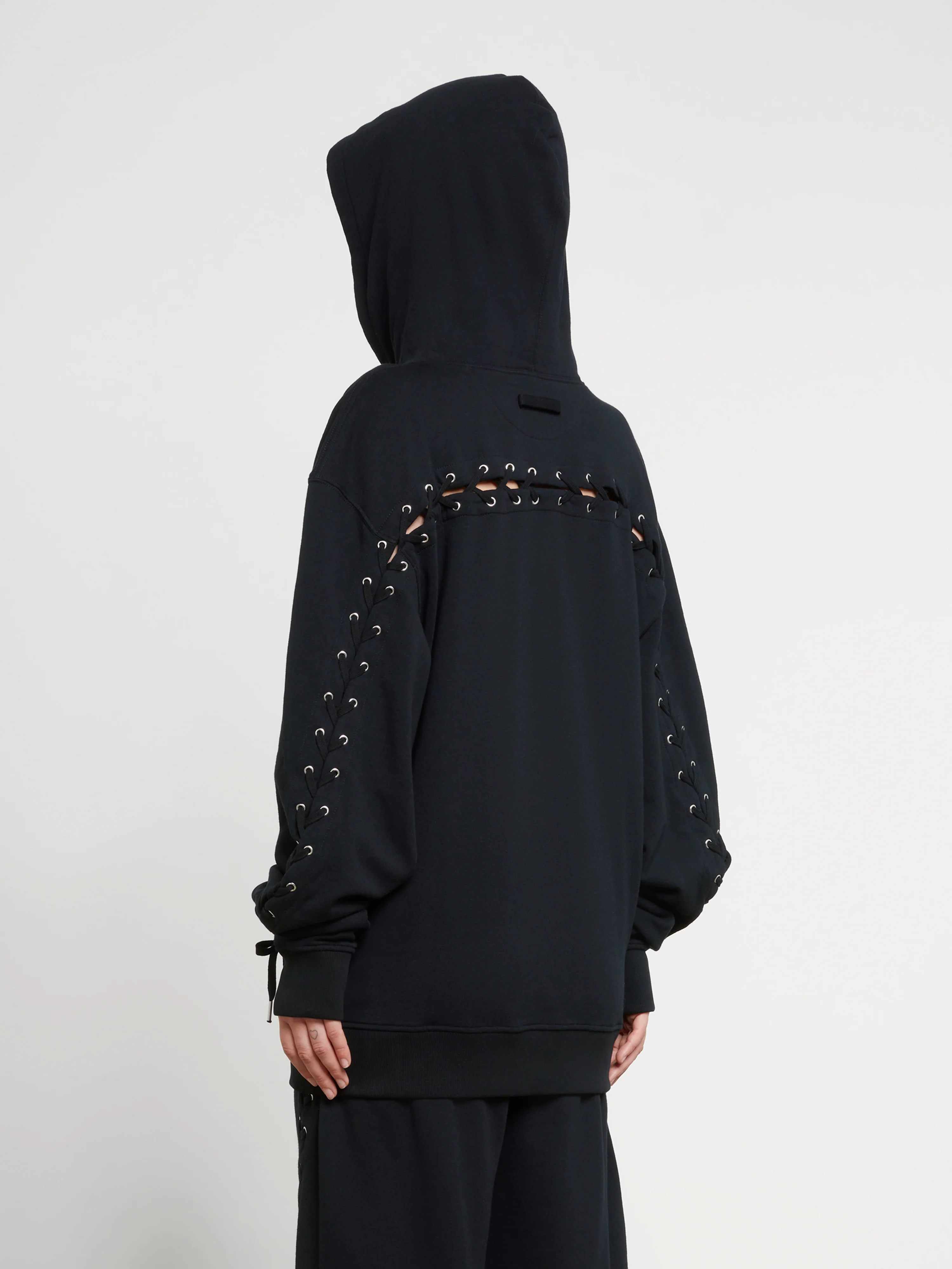 Jean Paul Gaultier - Oversize Laced Hoodie - (Black) - Image 4