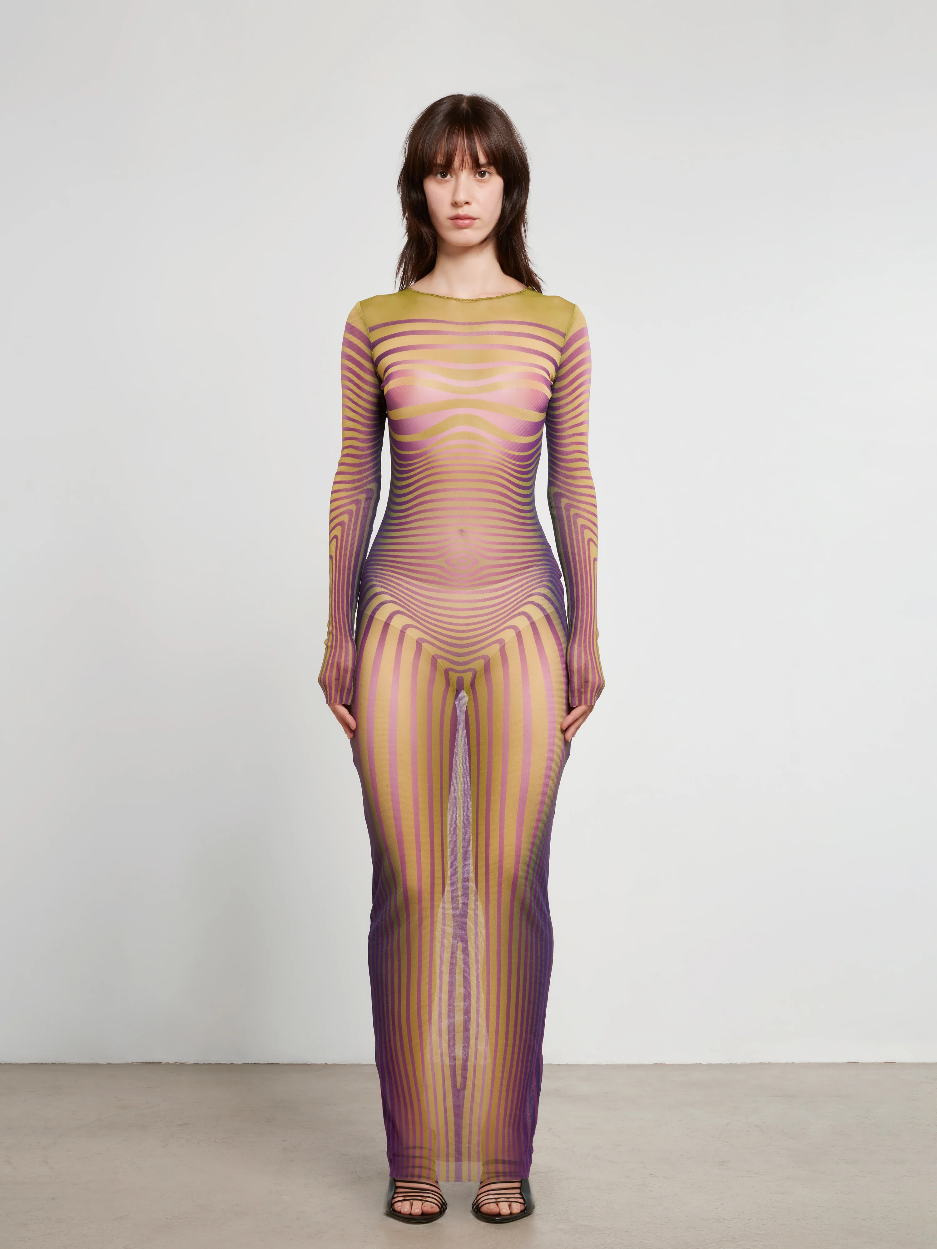 Jean Paul Gaultier - Women’s Printed Morphing Stripe Dress - (Green/Purple) - Image 2