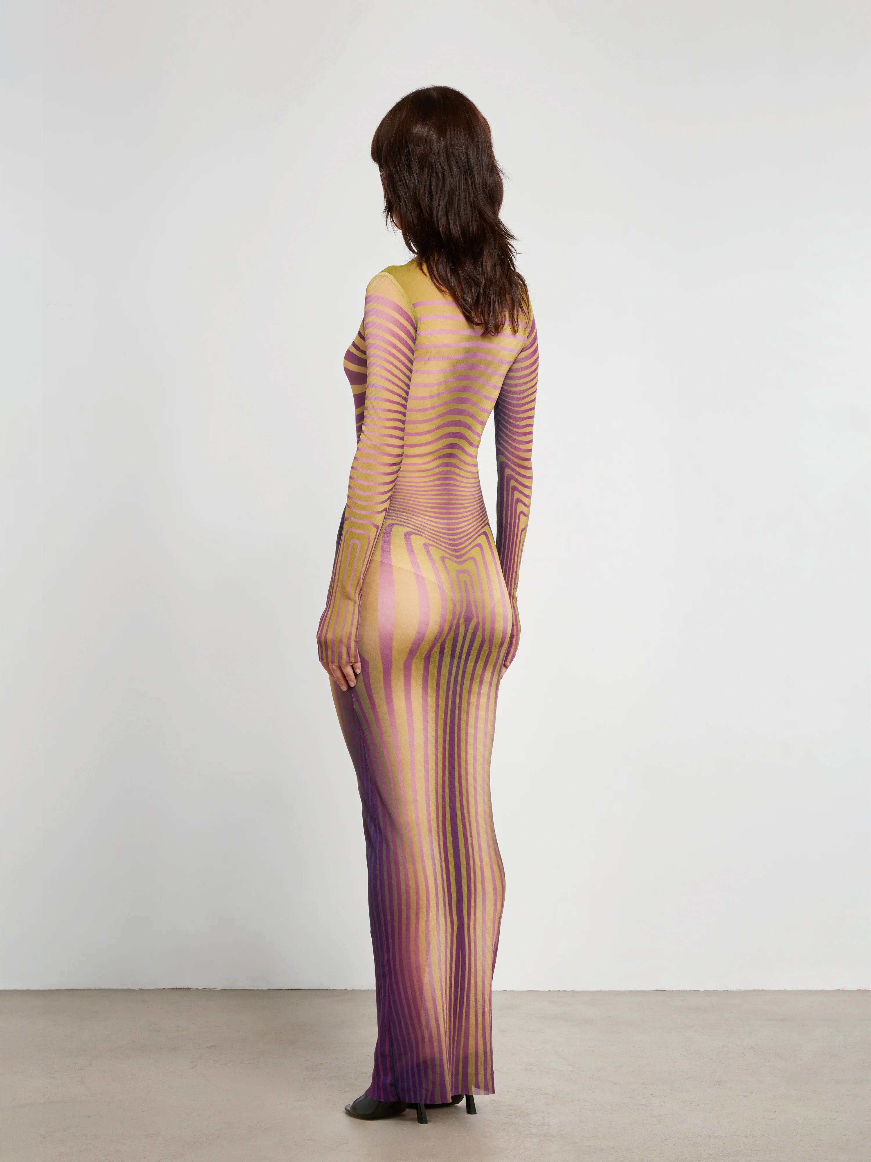 Jean Paul Gaultier - Women’s Printed Morphing Stripe Dress - (Green/Purple) - Image 4