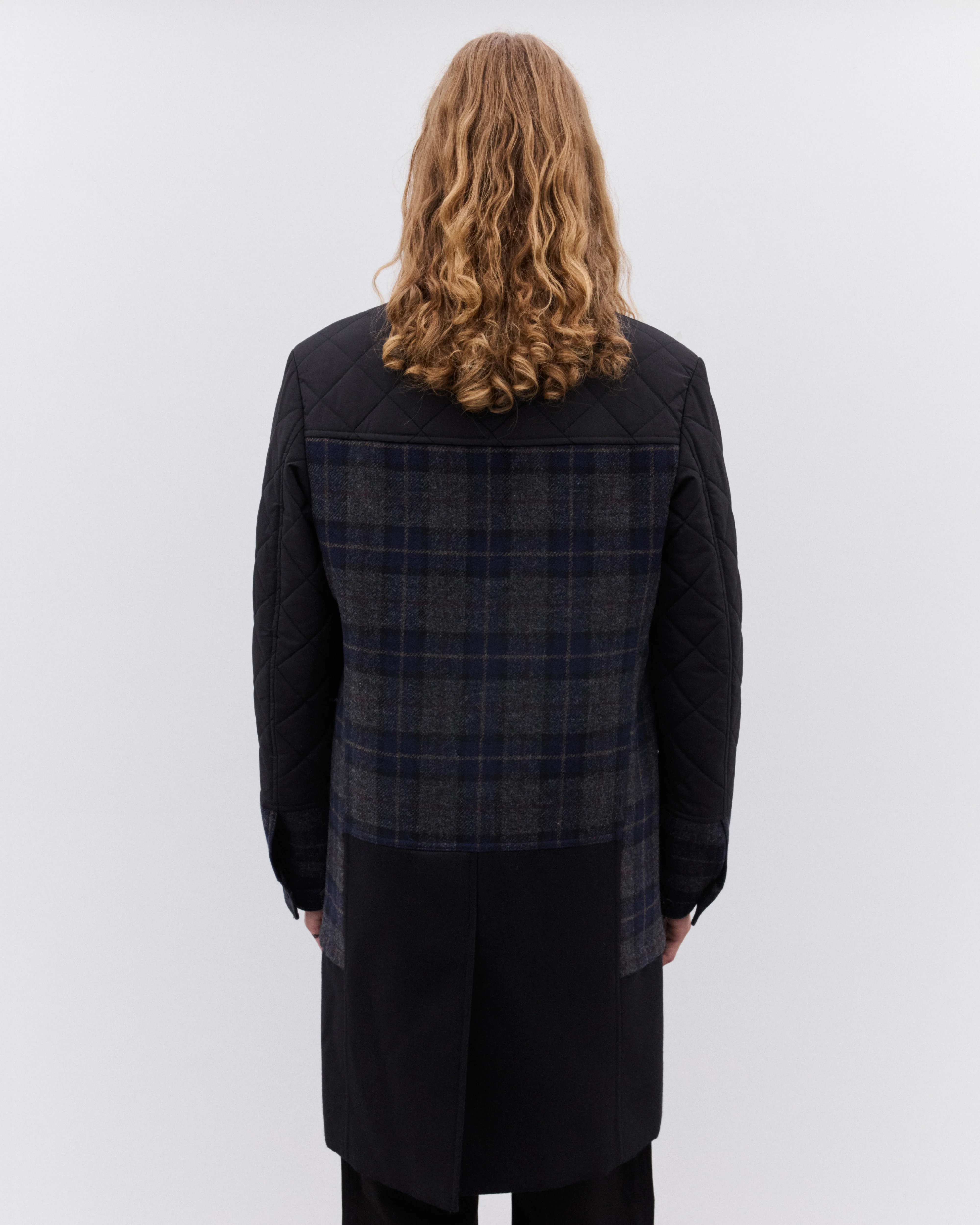 Junya Watanabe Man - Men’s Filson Check Quilted Coat - (Black/Grey/Navy) - Image 4