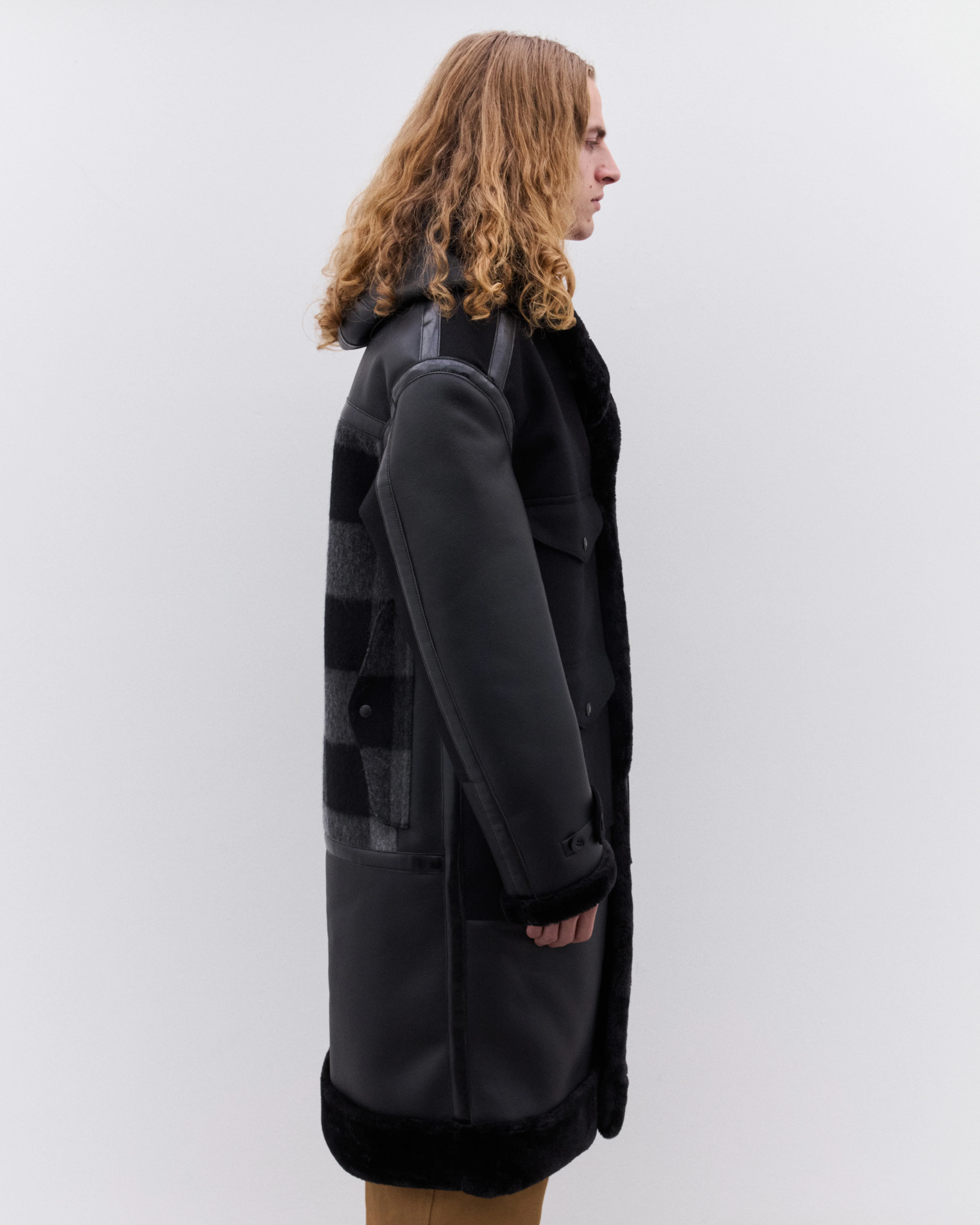 Junya Watanabe Man - Men’s Filson Faux Fur Trimmed Coat - (Black) - Image 3