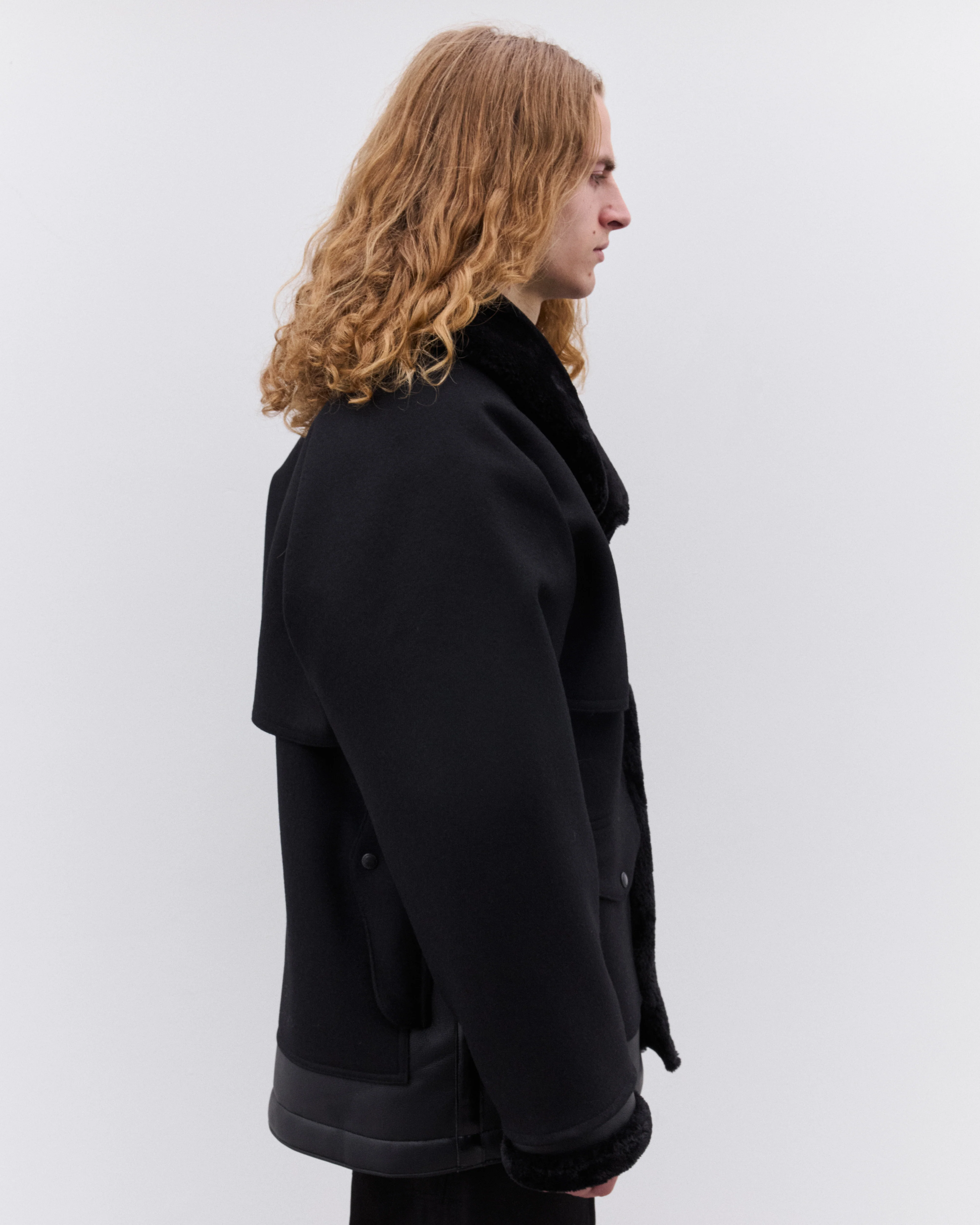 Junya Watanabe Man - Men’s Shawl Collar Coat - (Black) - Image 3
