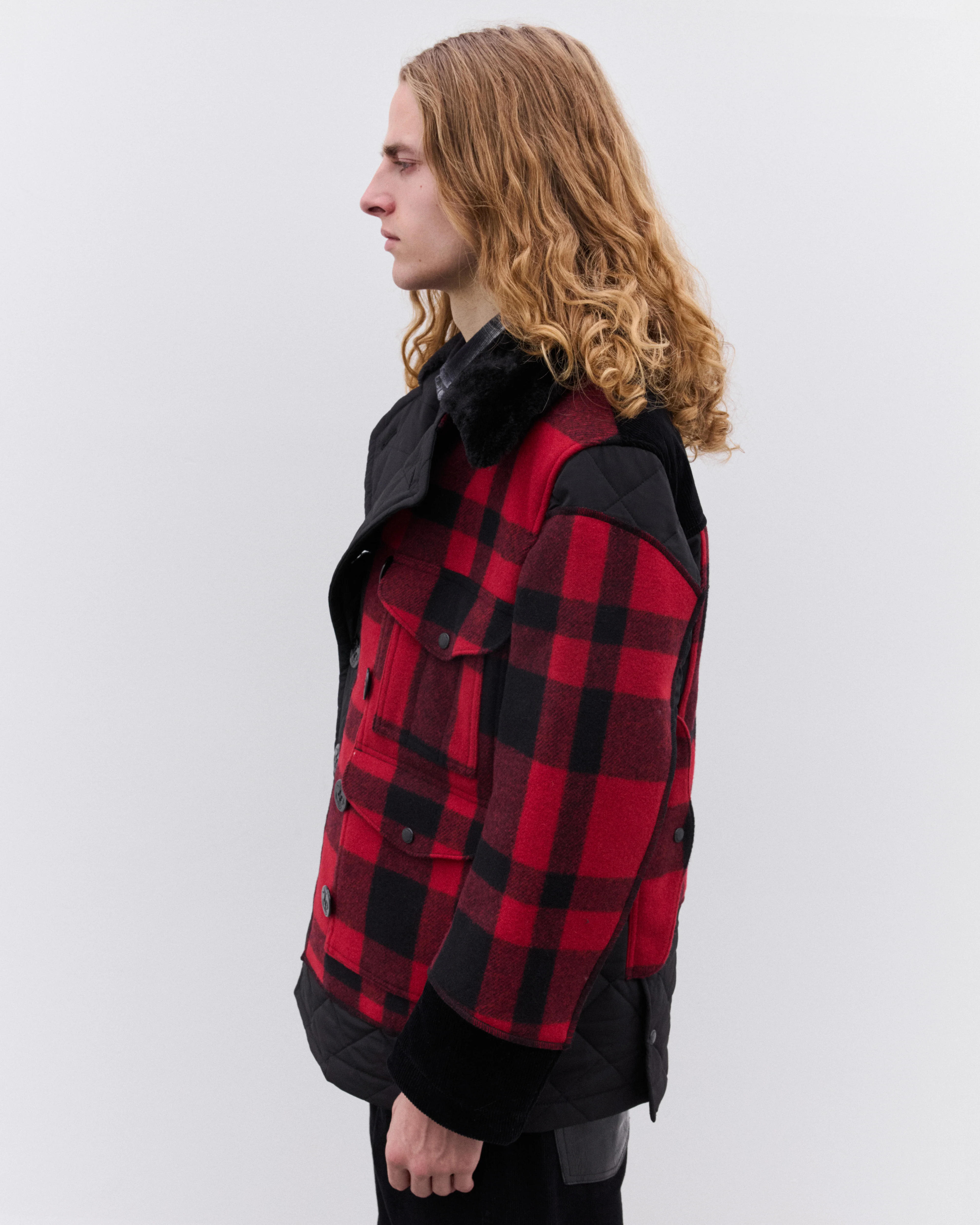 Junya Watanabe Man - Filson Men’s Mackinaw Wool Quilted Jacket - (Red/Black) - Image 3