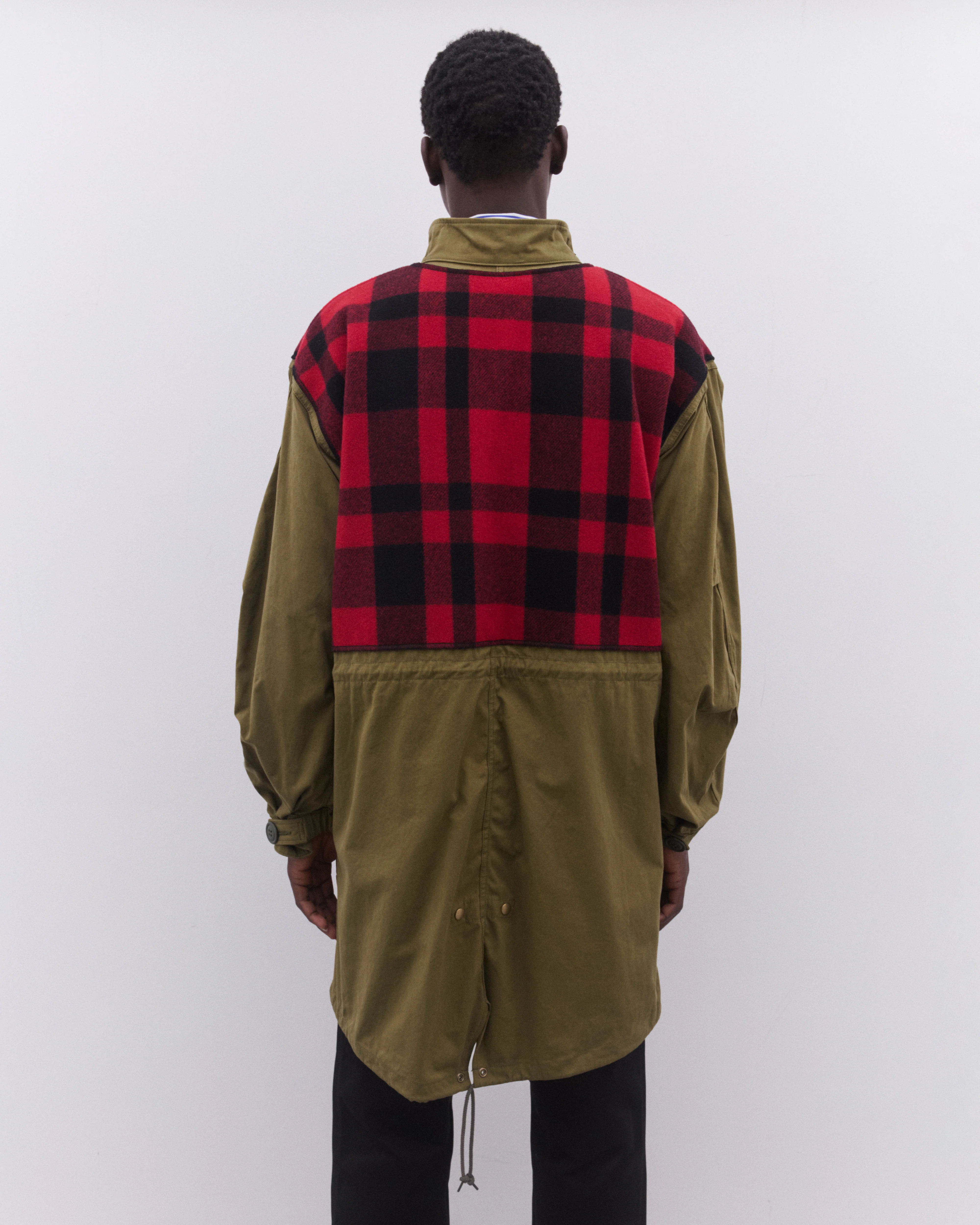 Junya Watanabe Man - Men’s Check Fishtail Parka - (Khaki) - Image 4