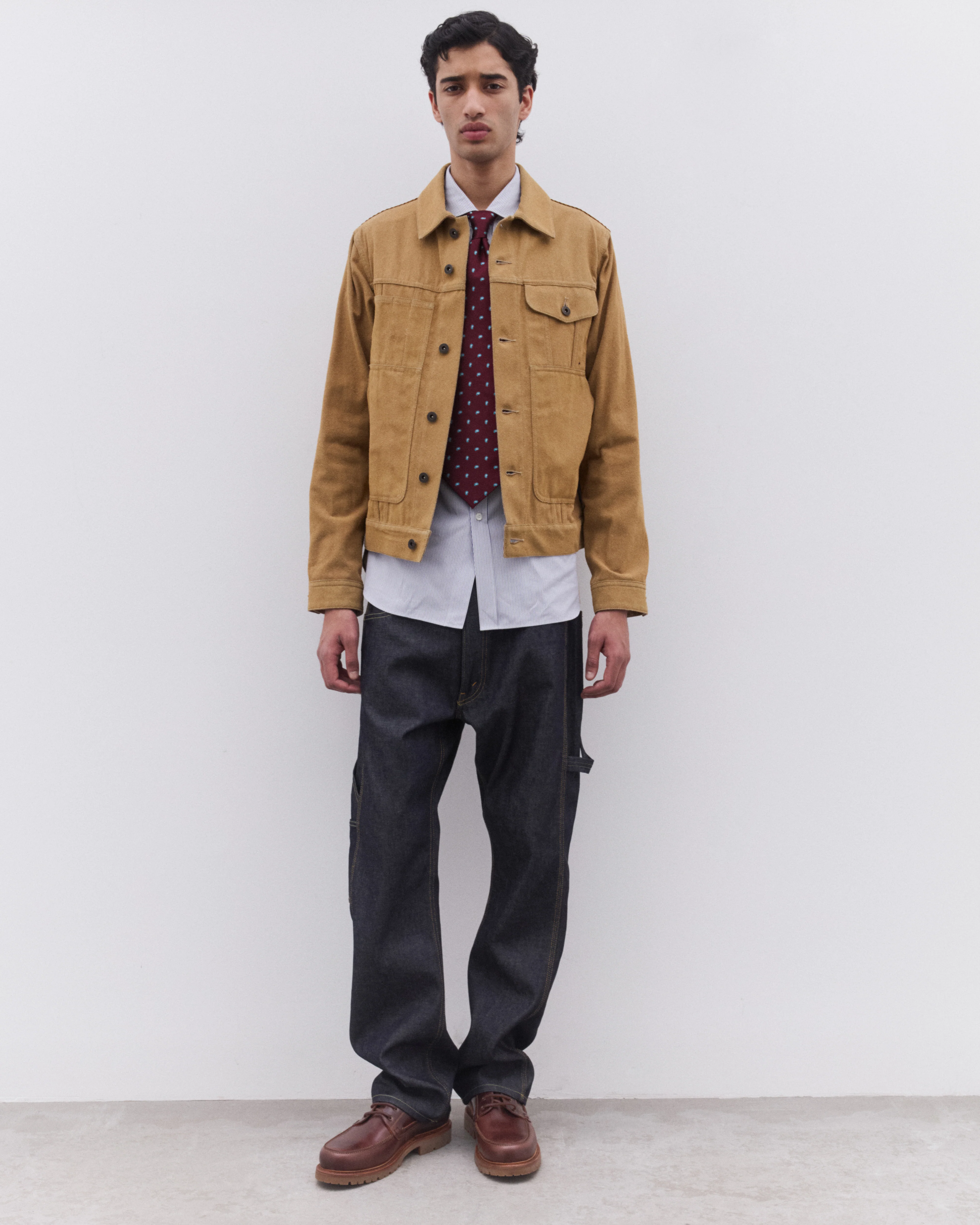 Junya Watanabe Man - Men’s Panelled Trucker Jacket - (Sand) - Image 2