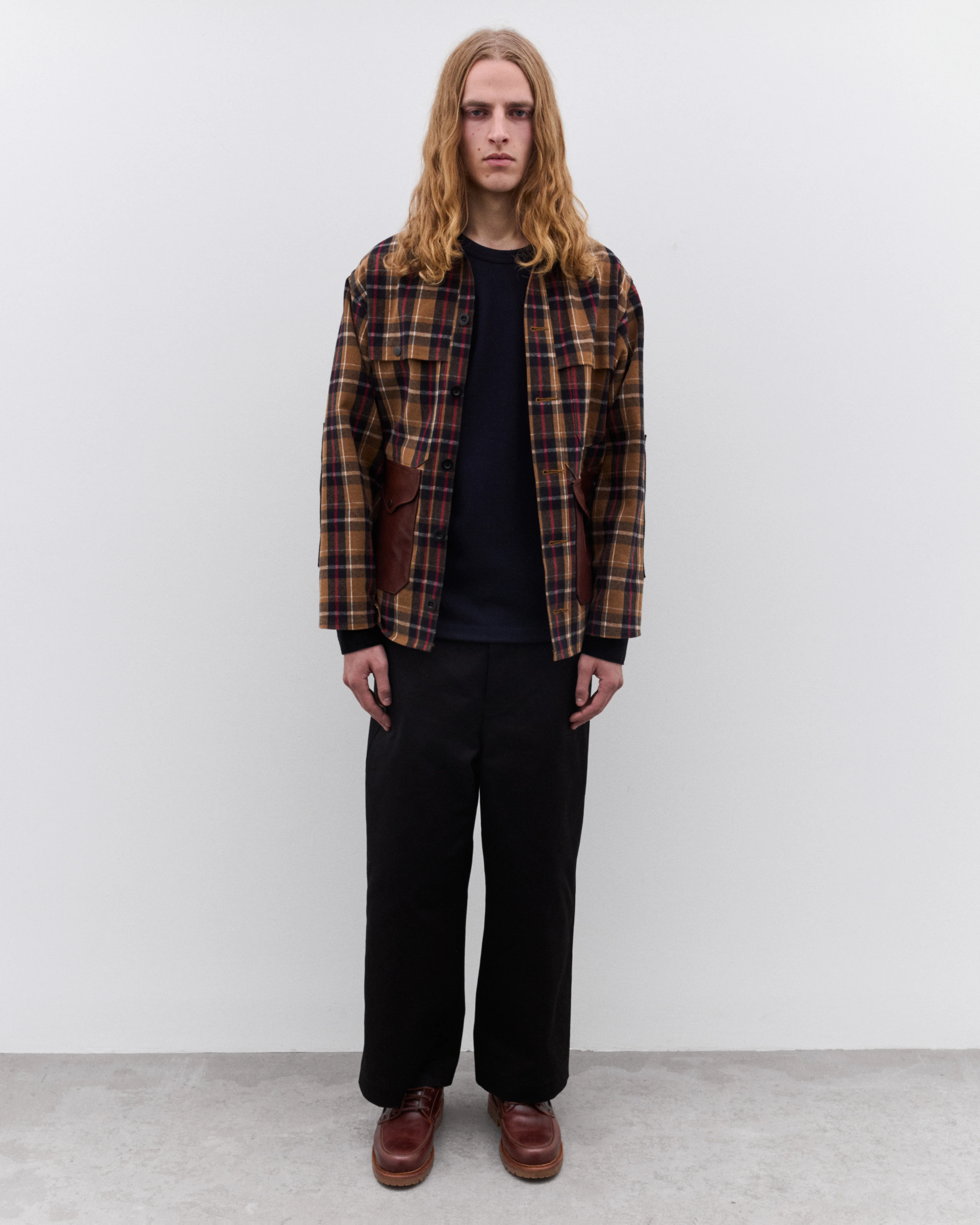 Junya Watanabe Man - Men’s Wool Long Sleeve T-Shirt - (Navy) - Image 5