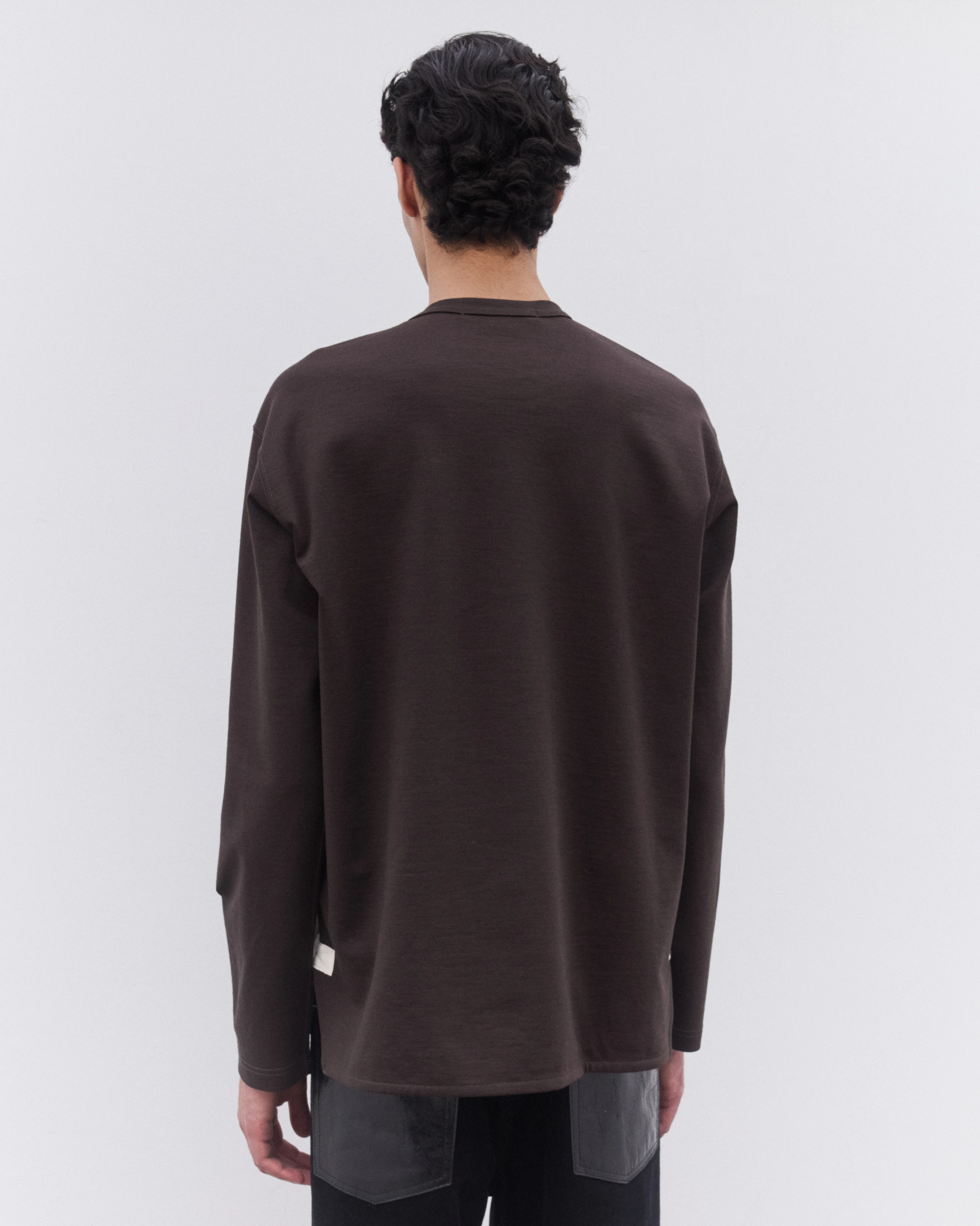 Junya Watanabe Man - Men’s Wool Blend Long Sleeve T-Shirt - (Brown) - Image 5