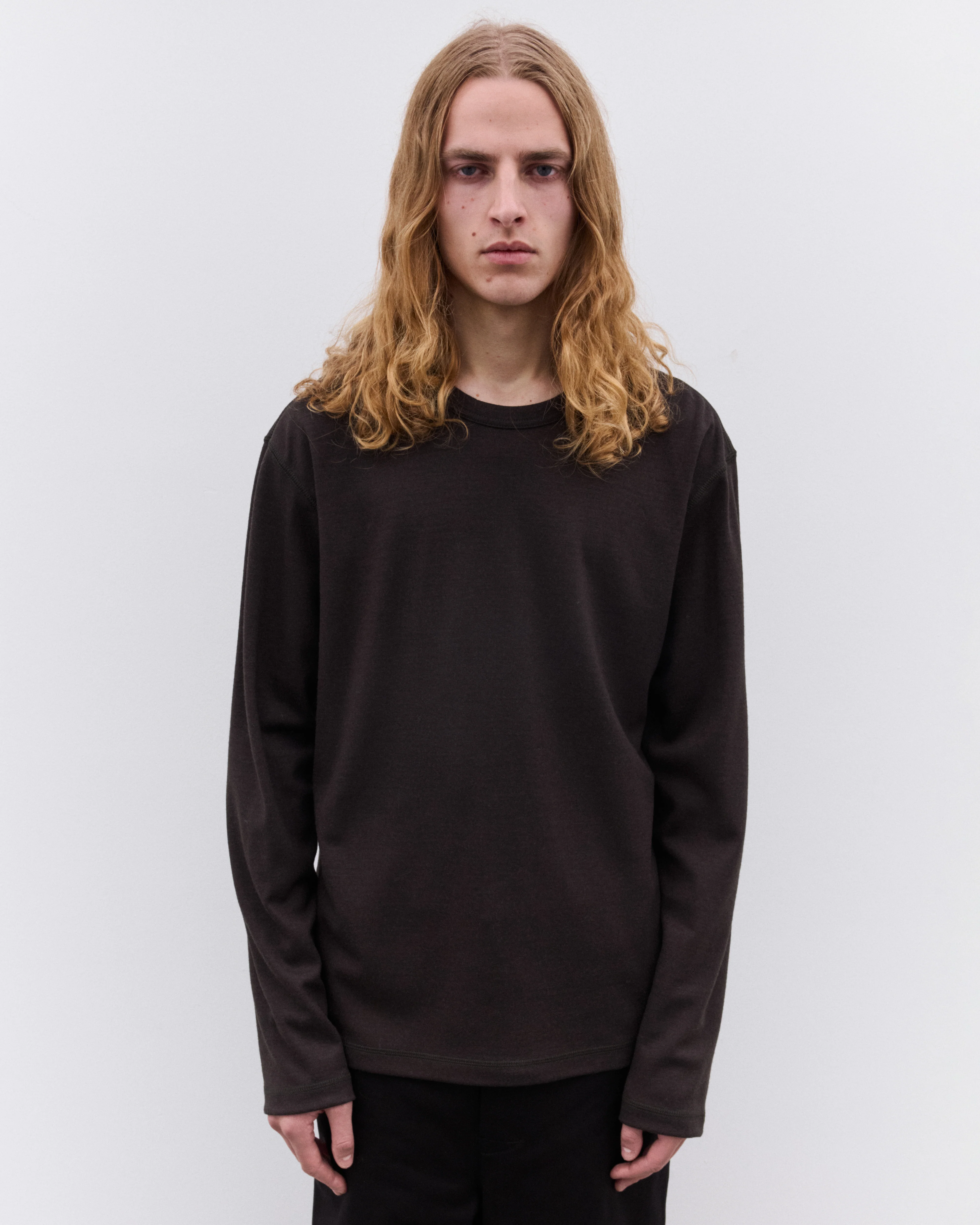 Junya Watanabe Man - Men’s Wool Long Sleeve T-Shirt - (Brown) - Image 2