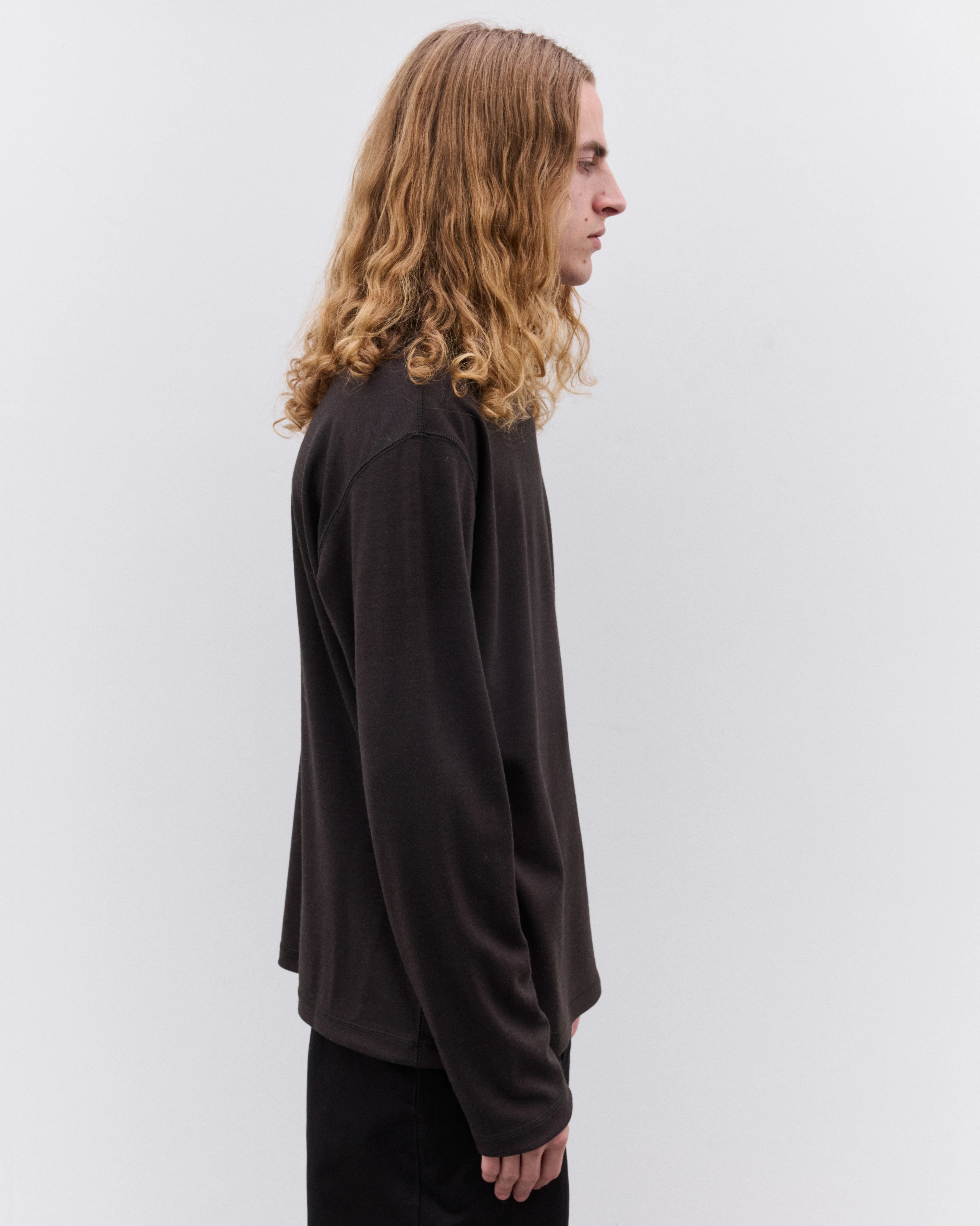 Junya Watanabe Man - Men’s Wool Long Sleeve T-Shirt - (Brown) - Image 3