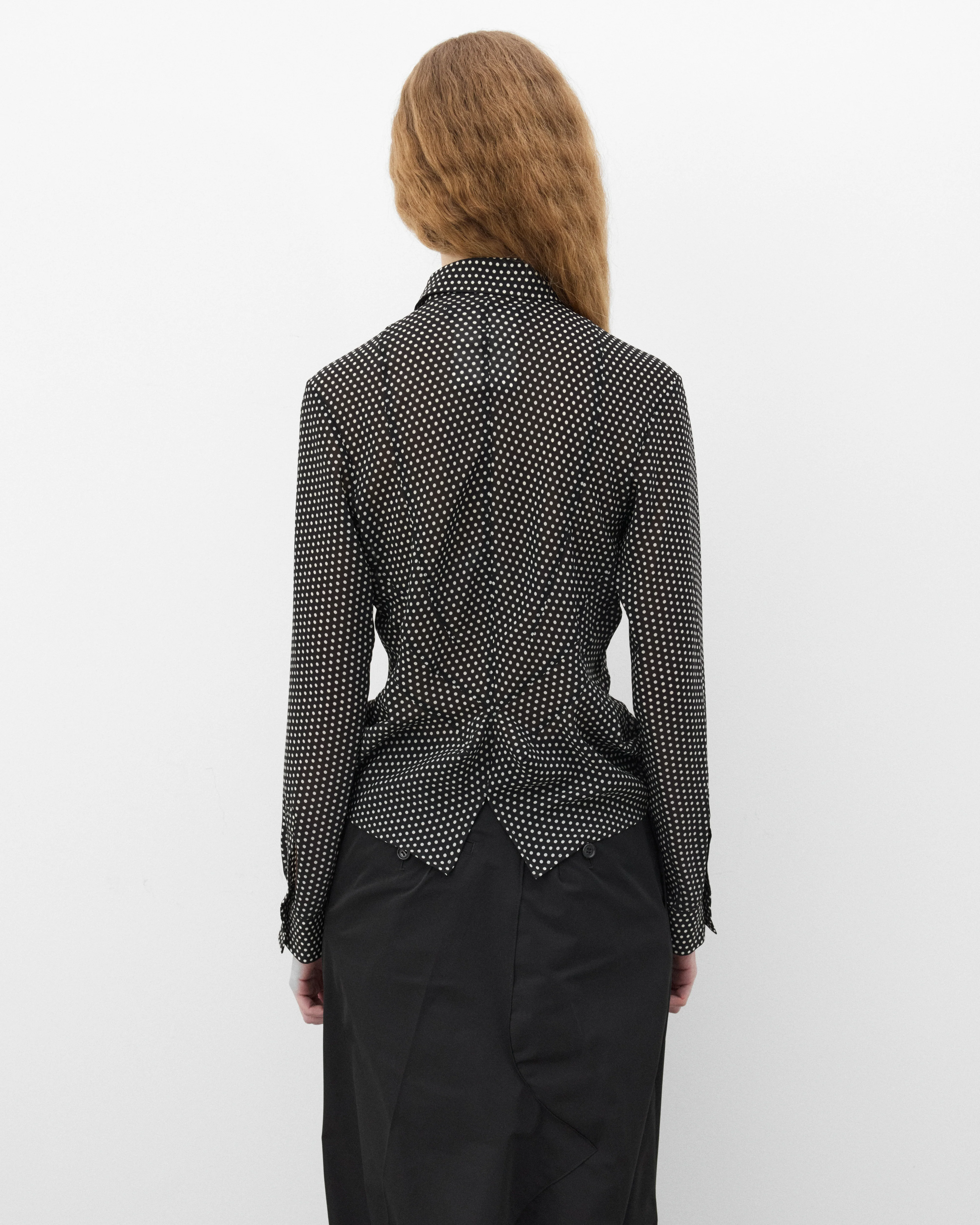 Junya Watanabe - Women's Polka Dot Sheer Shirt - (Black/White) - Image 5