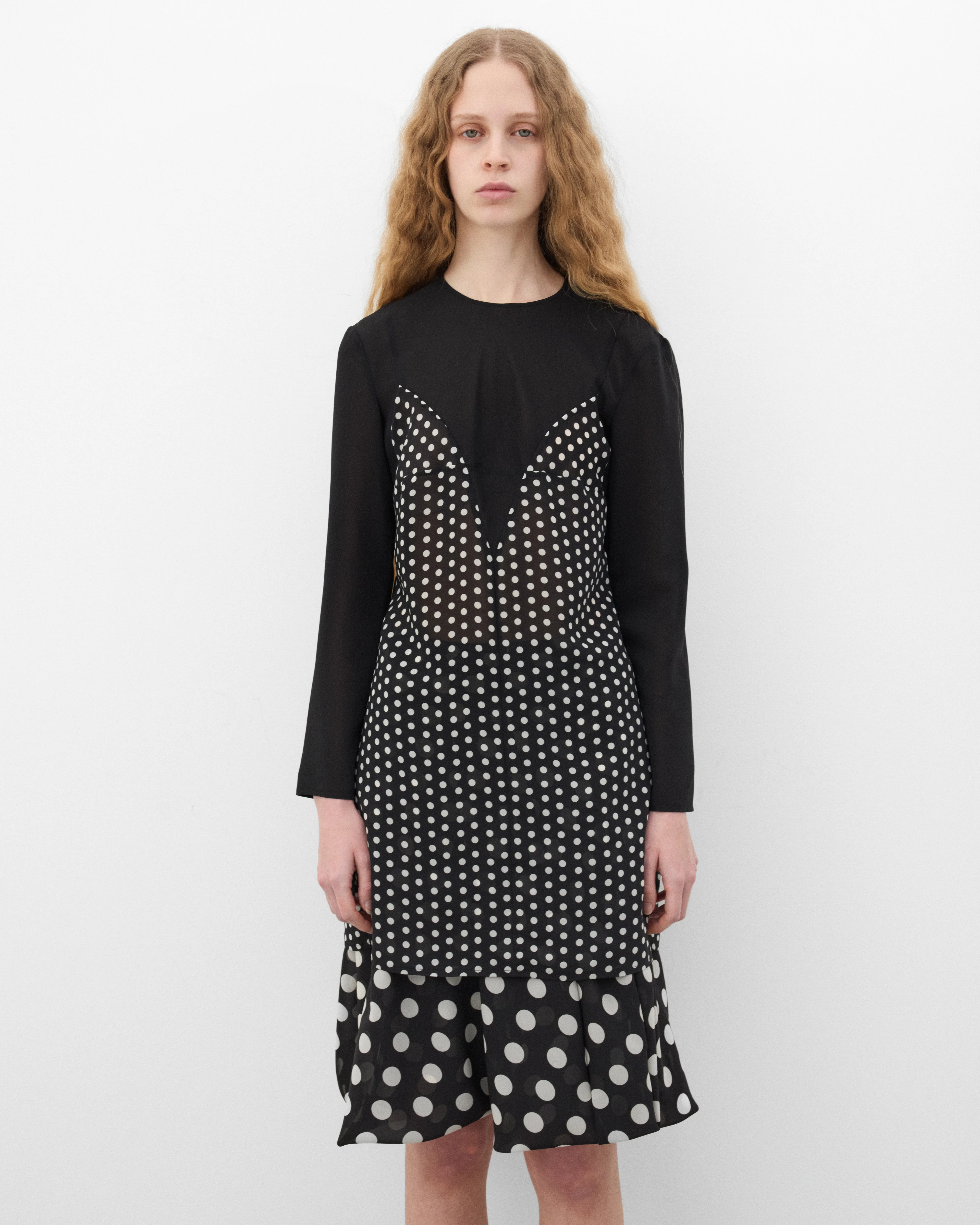 Junya Watanabe - Women's Long Sleeve Polka Dot Blouse - (Black) - Image 3