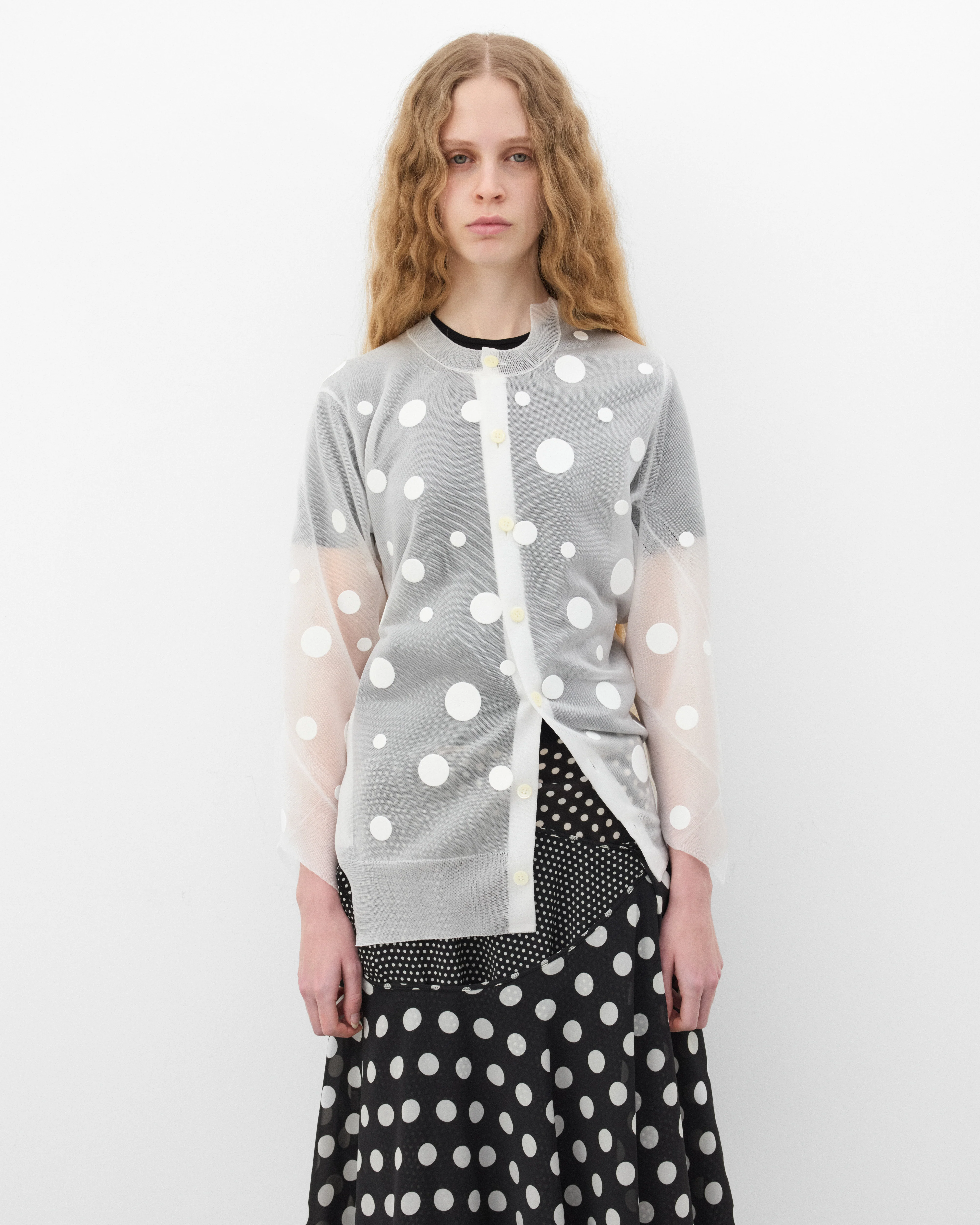 Junya Watanabe - Women's Jacquard Dot Cardigan - (White) - Image 7
