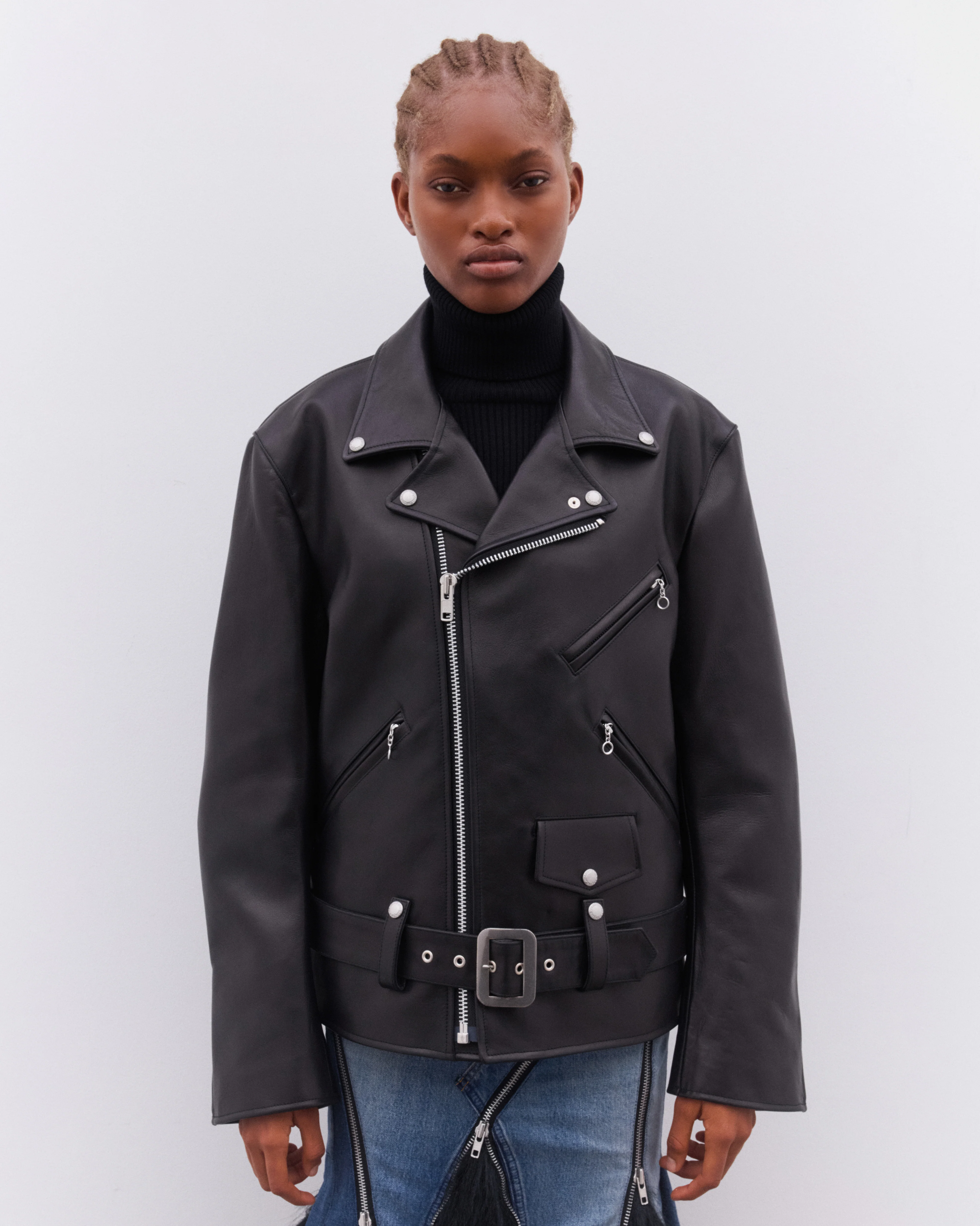 Junya Watanabe - Women’s Leather Biker Jacket - (Black) - Image 3