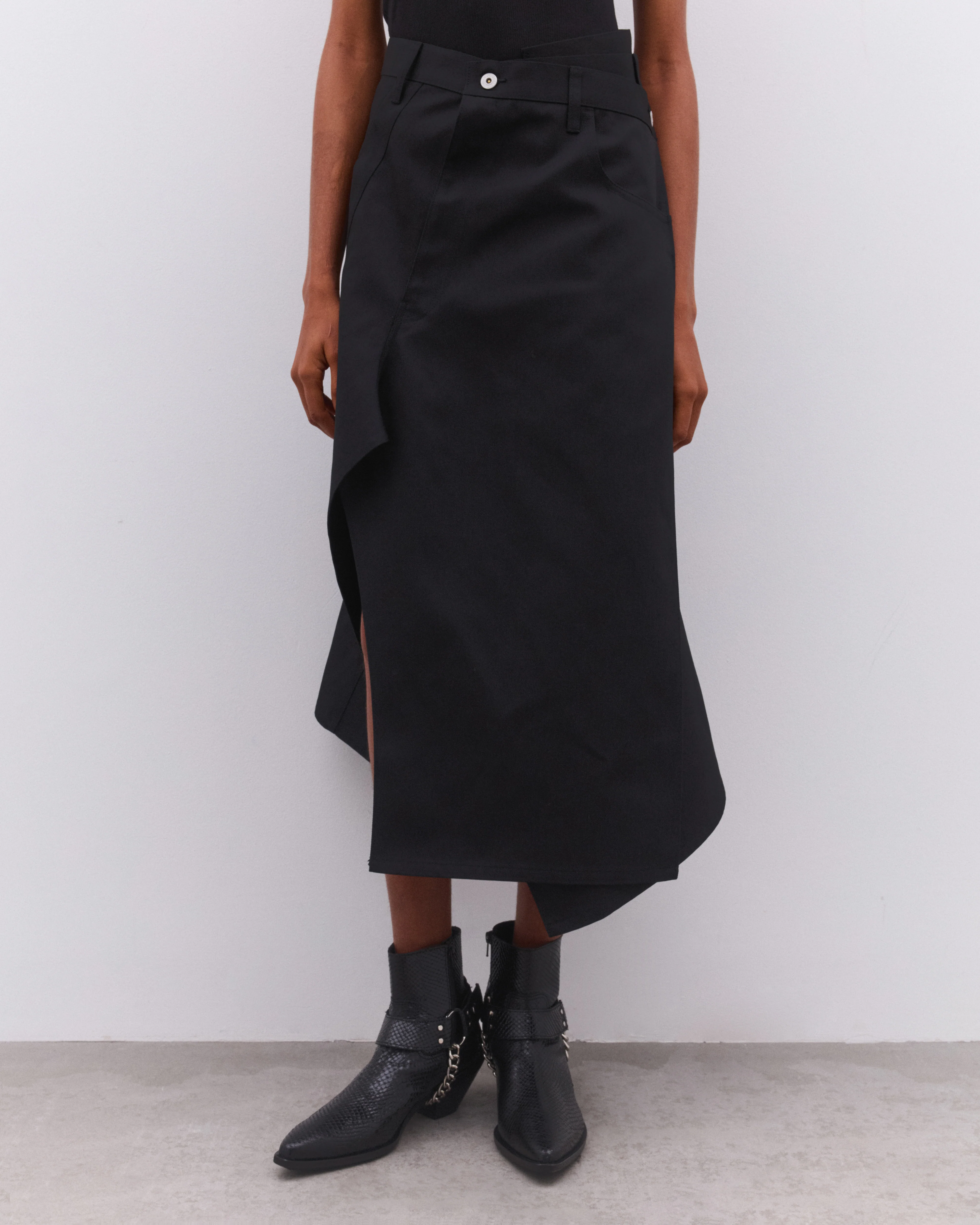 Junya Watanabe - Women’s Asymmetric Wrap Skirt - (Black) - Image 3