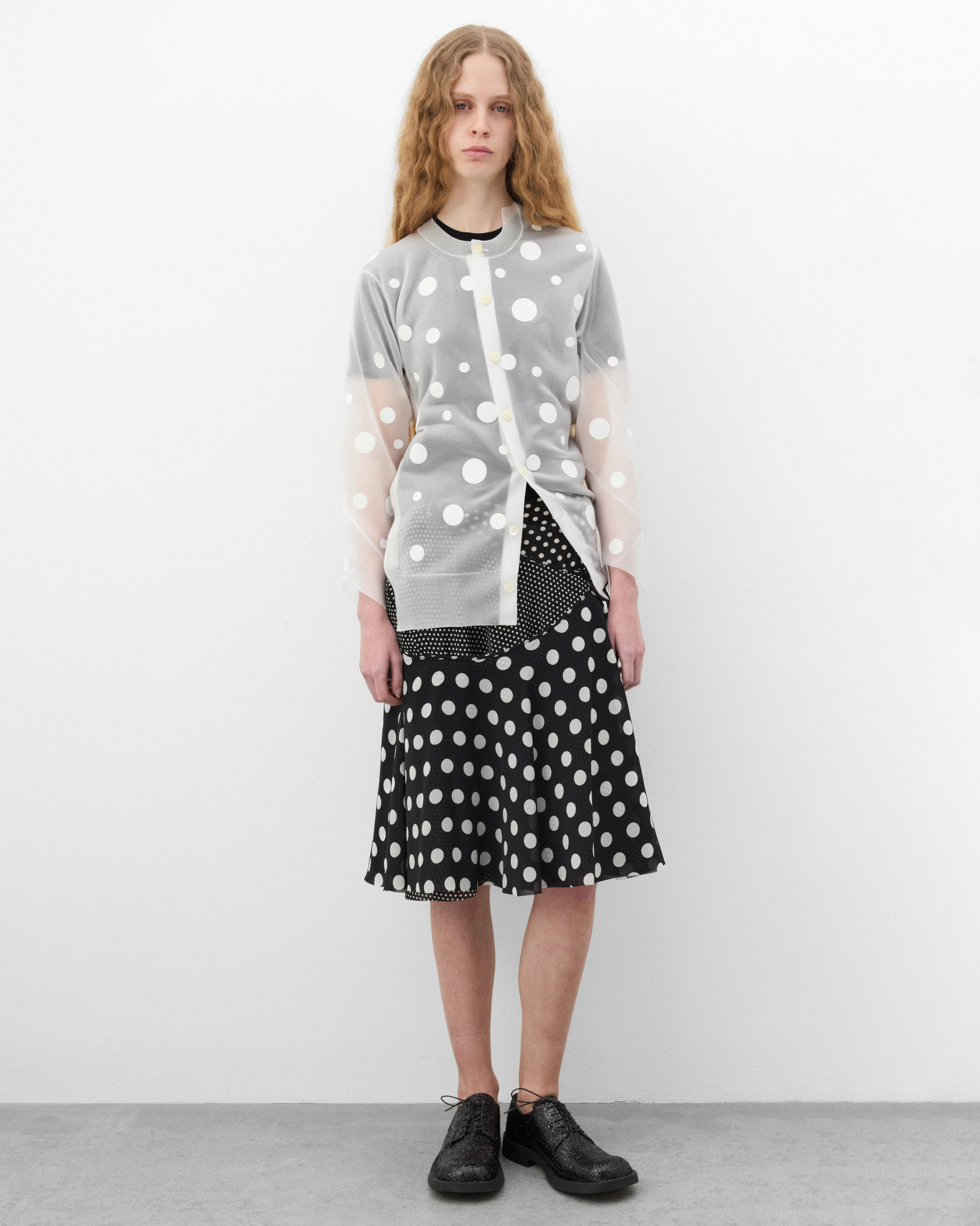 Junya Watanabe - Women's Polka Dot Georgette Skirt - (Black/White) - Image 6