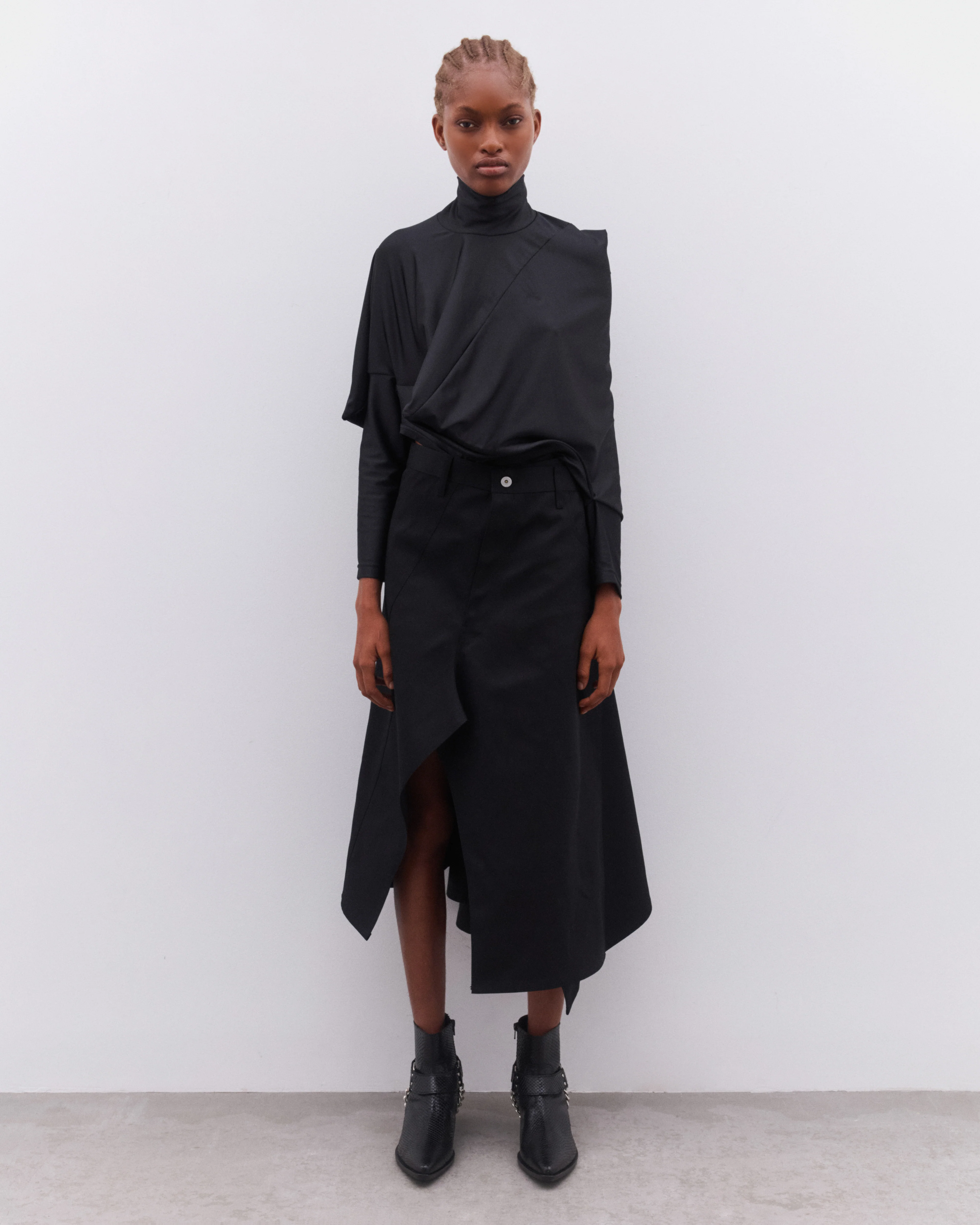 Junya Watanabe - Women’s Asymmetric Long Sleeve T-Shirt - (Black) - Image 6