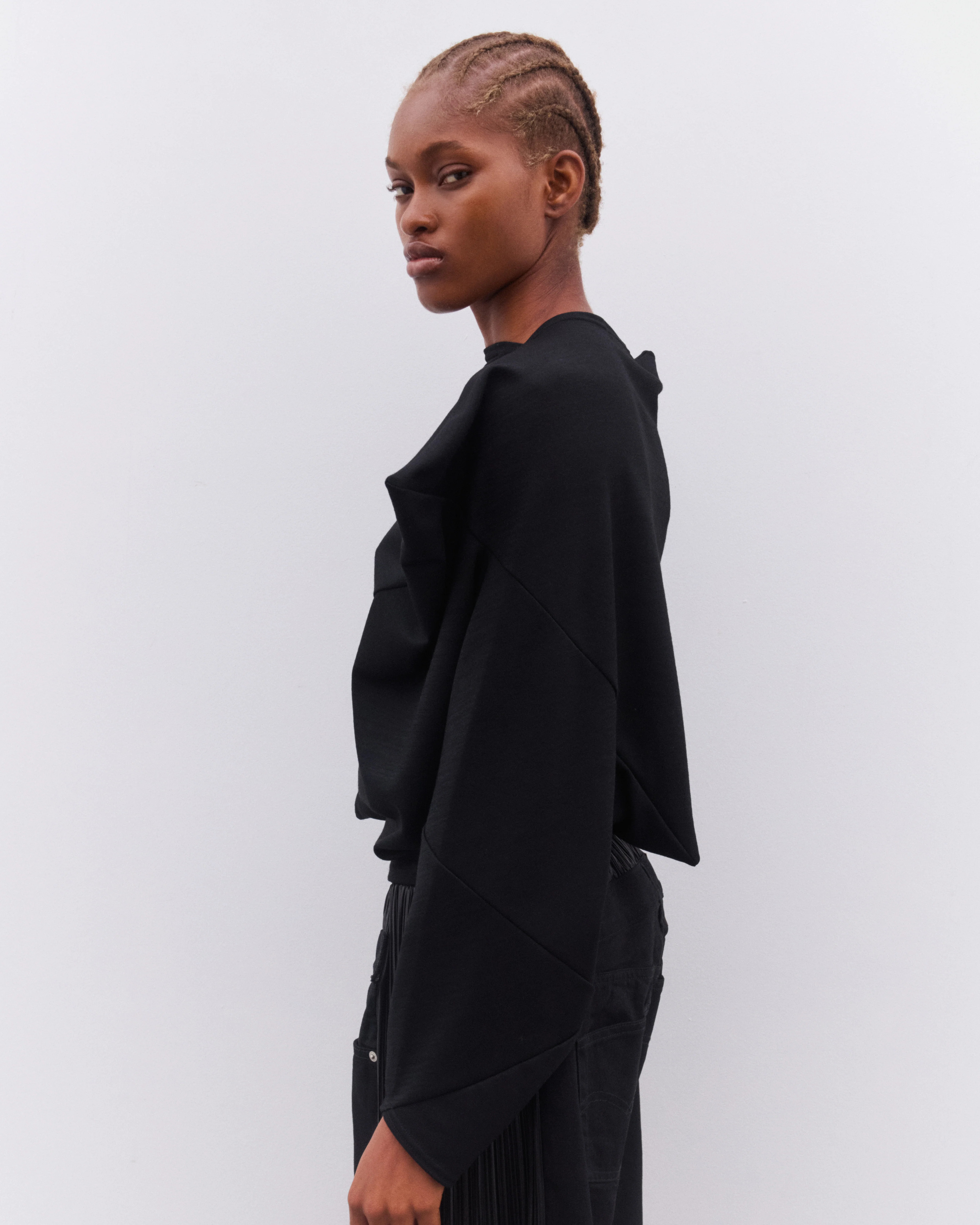 Junya Watanabe - Women’s Asymmetric Cropped T-Shirt - (Black) - Image 4