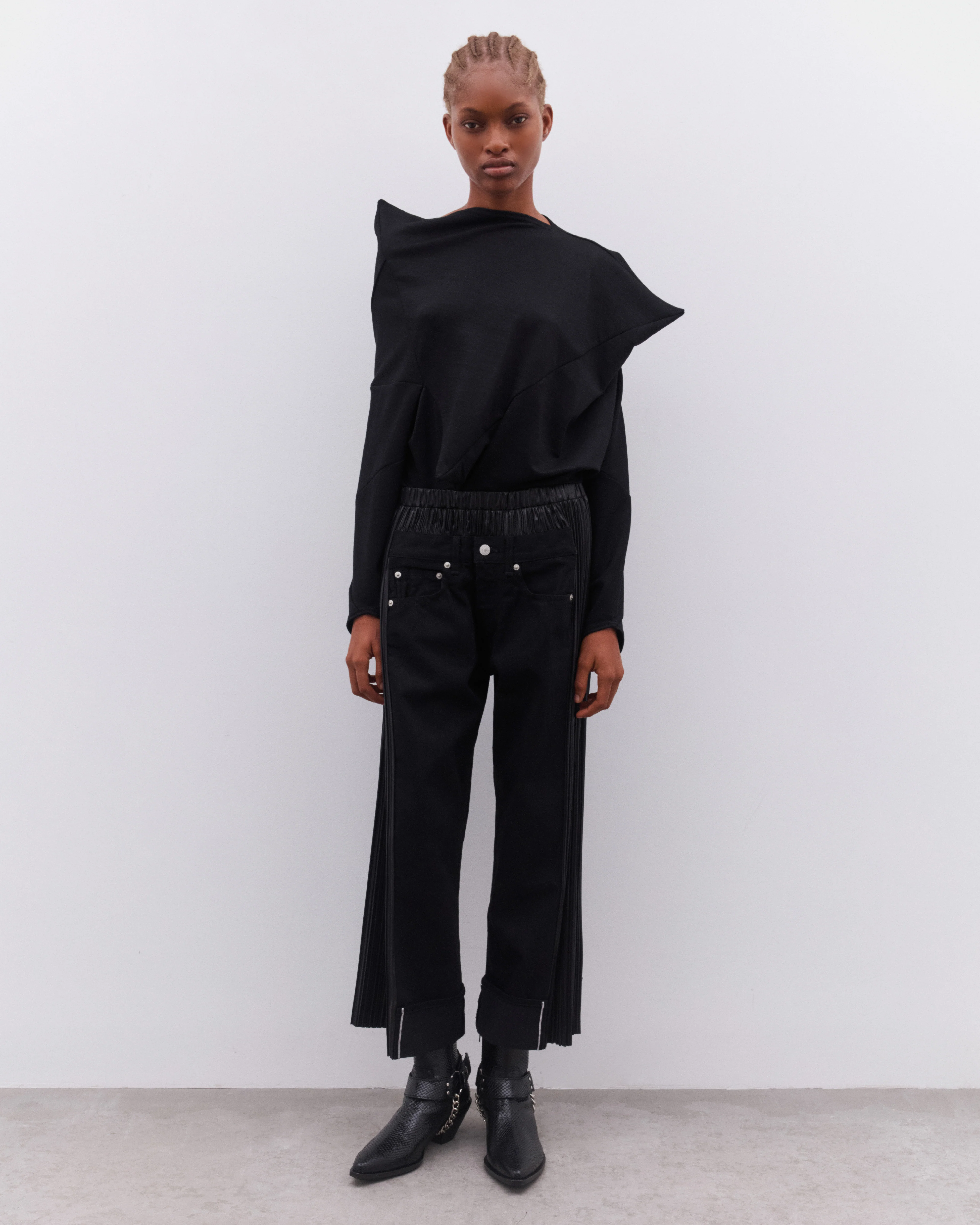 Junya Watanabe - Women’s Asymmetric Cropped T-Shirt - (Black) - Image 6