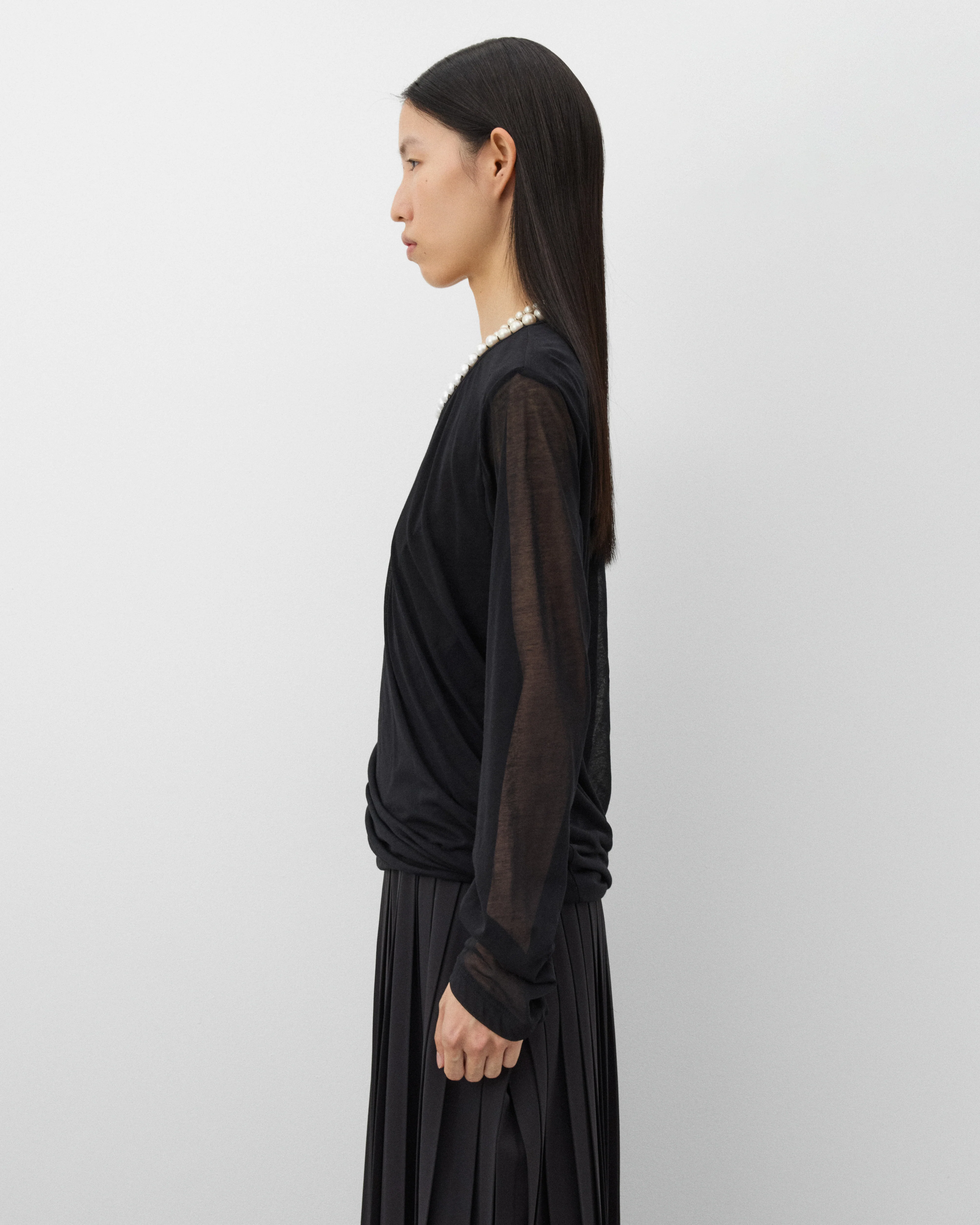 Junya Watanabe - Women's Pearl Neck Top - (Black) - Image 4