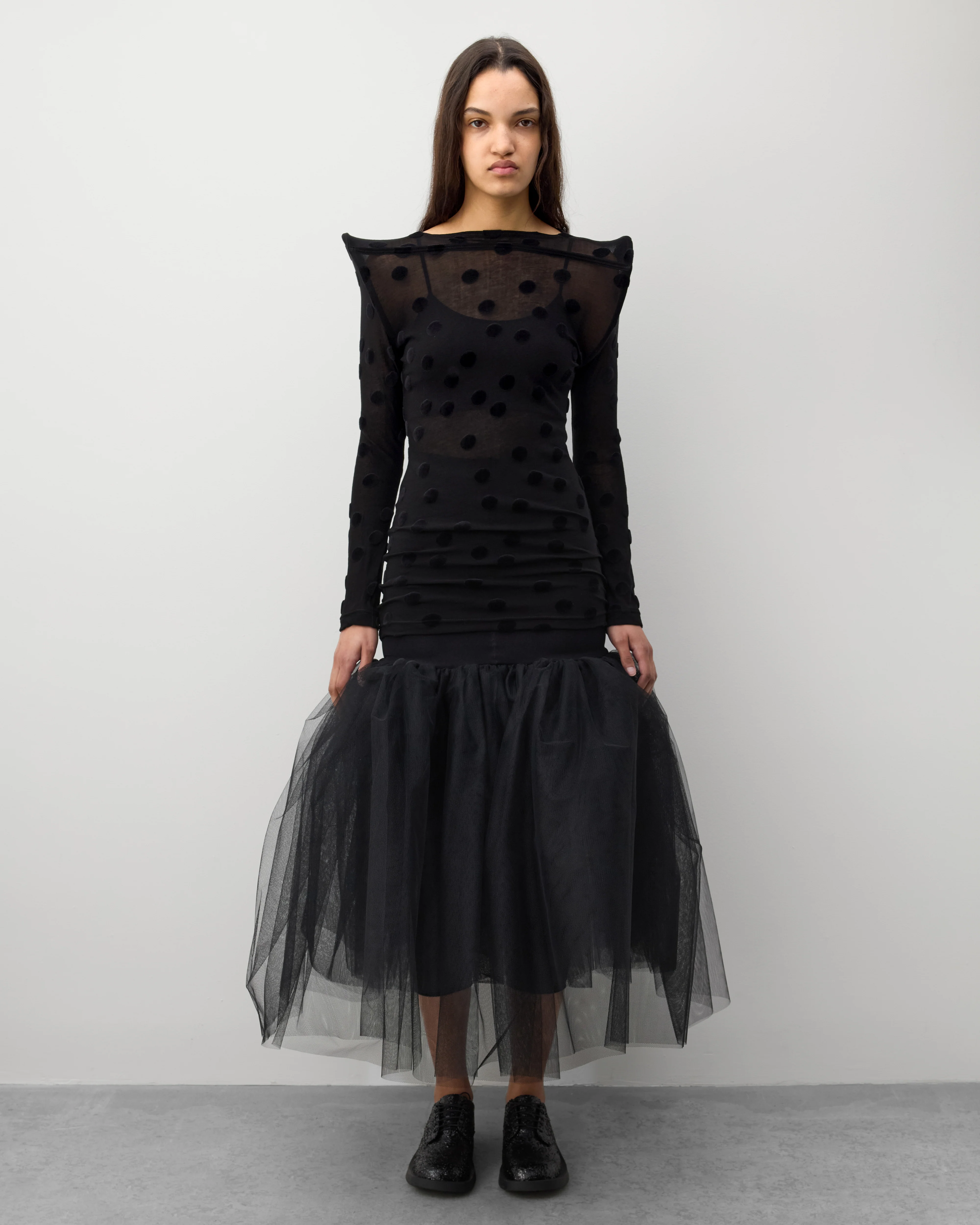 Junya Watanabe - Women's Polka Dot Longsleeve Top - (Black) - Image 6