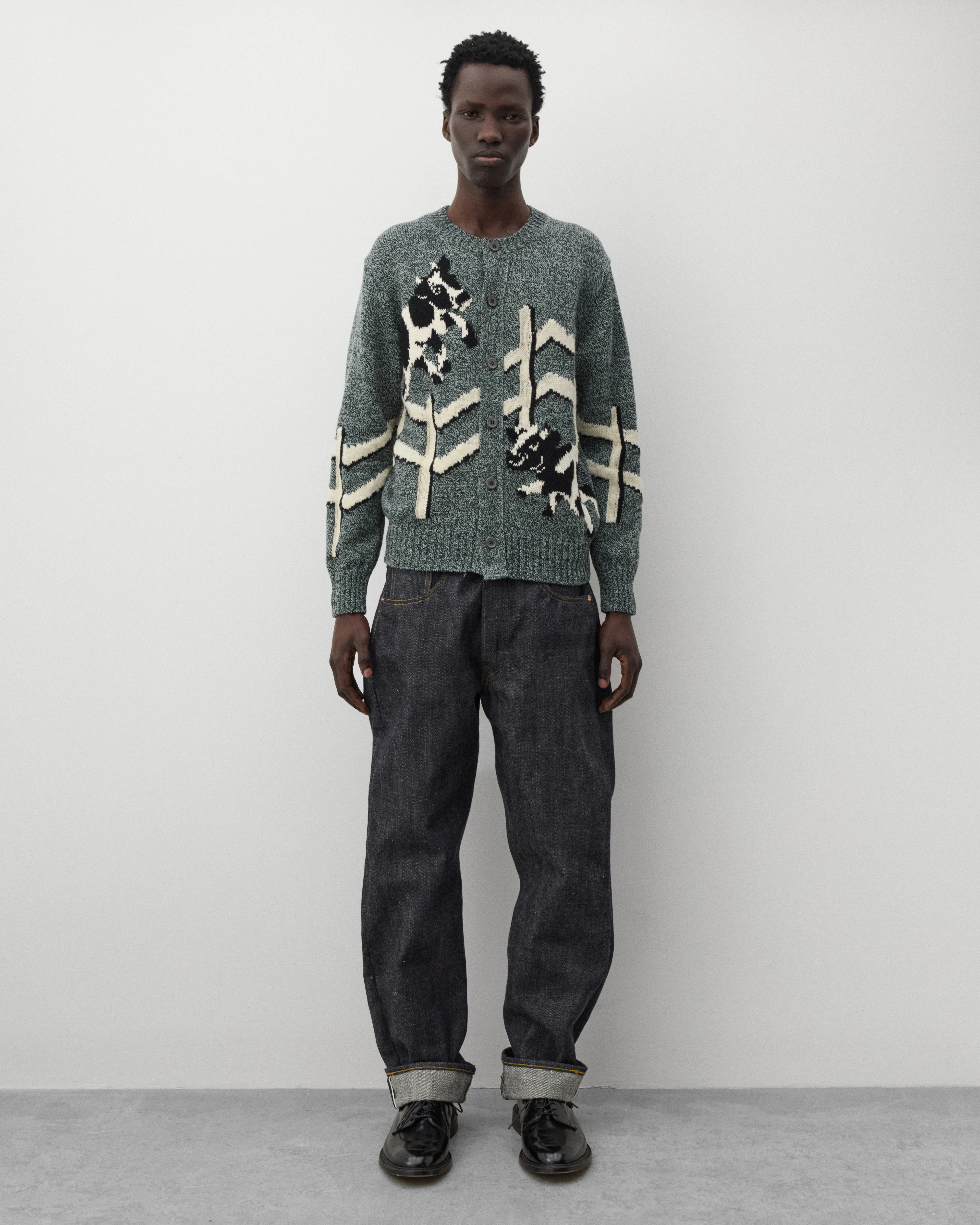 Junya Watanabe Man - Men's Farm Cardigan - (Navy/Green) - Image 6