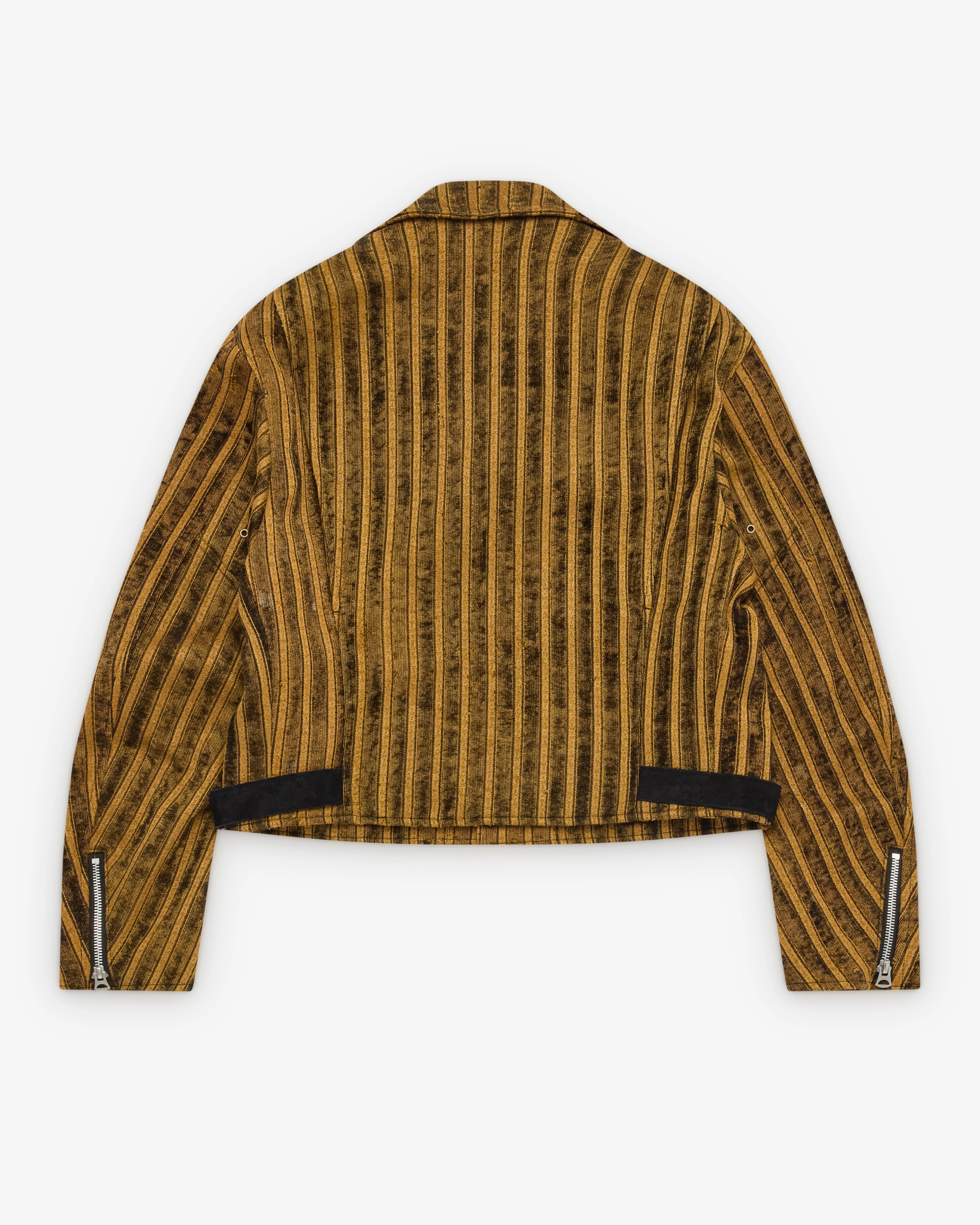 Junya Watanabe Man - Men's Striped Biker Jacket - (Black/Yellow) - Image 2