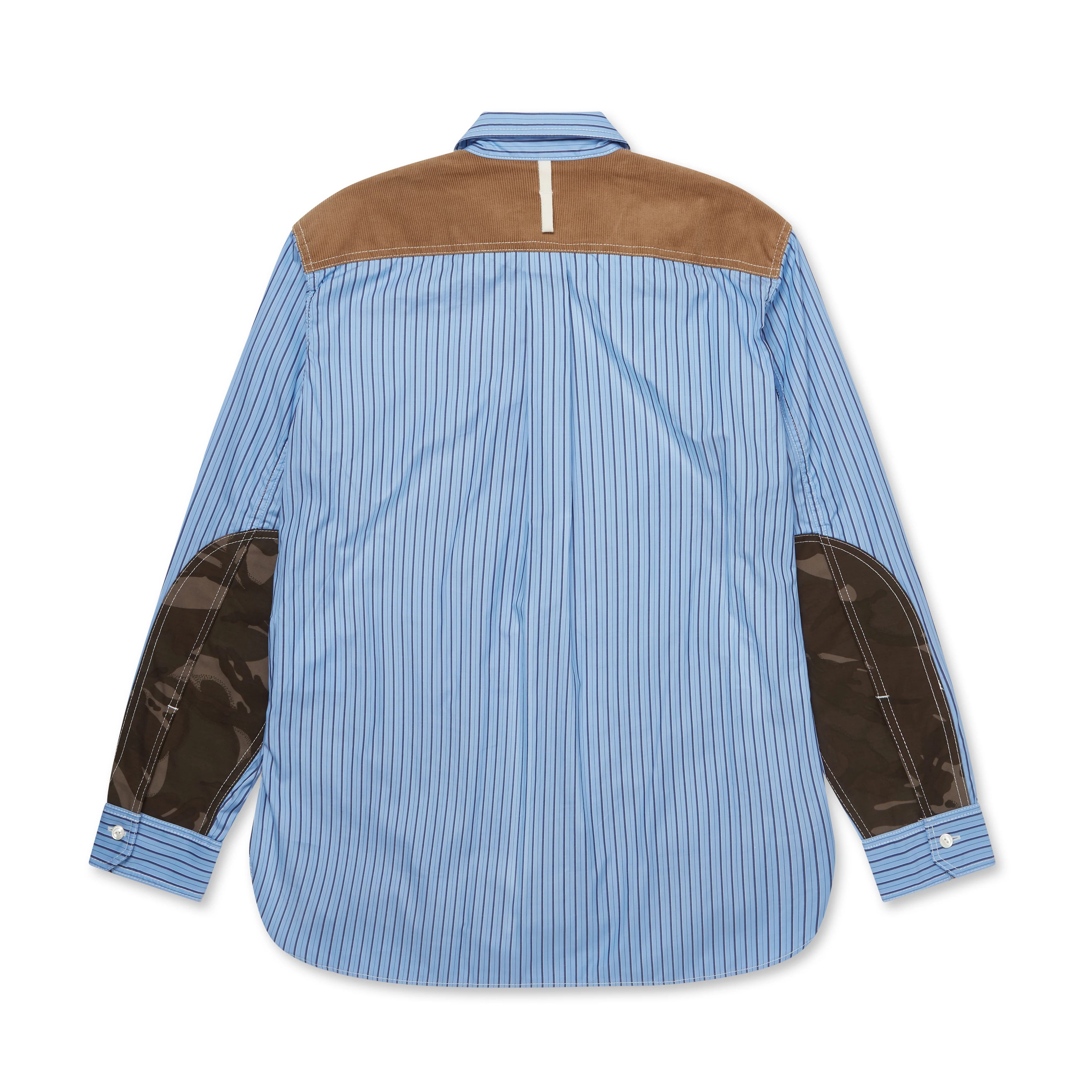 Junya Watanabe MAN - Cotton Stripe Zip Shirt - (Blue Stripe) - Image 2